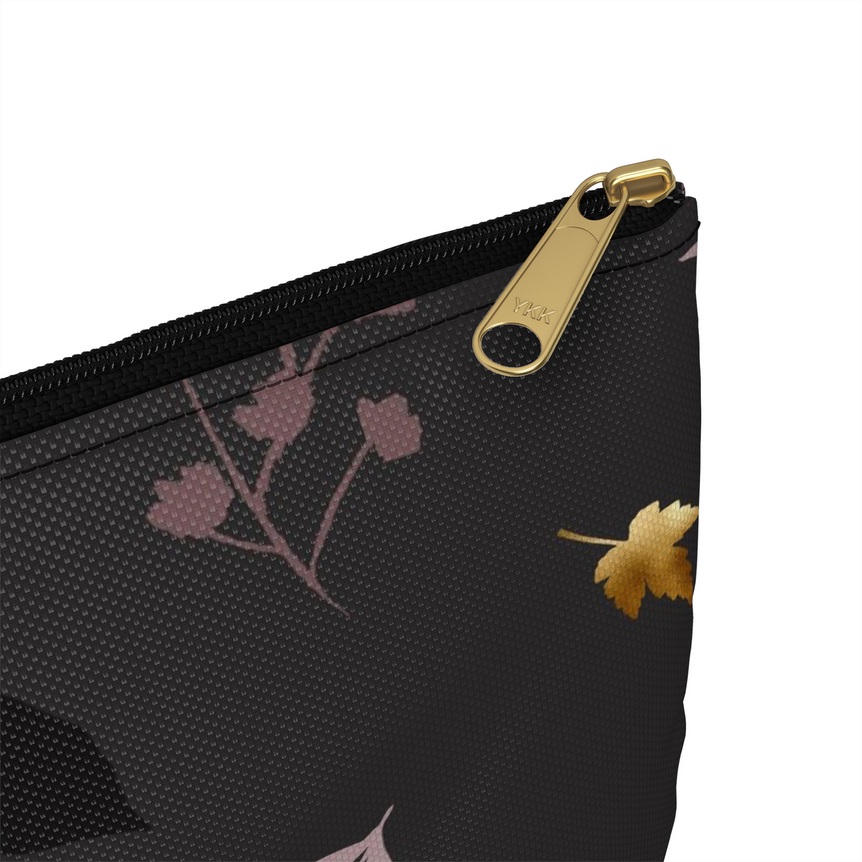 Lilac & Gold Elegant Florals - Black Accessory Bag
