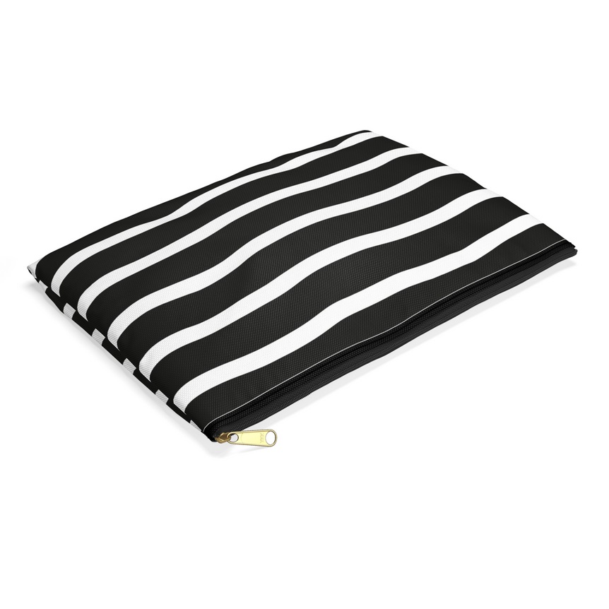 Black + White Wavy Stripes Accessory Bag
