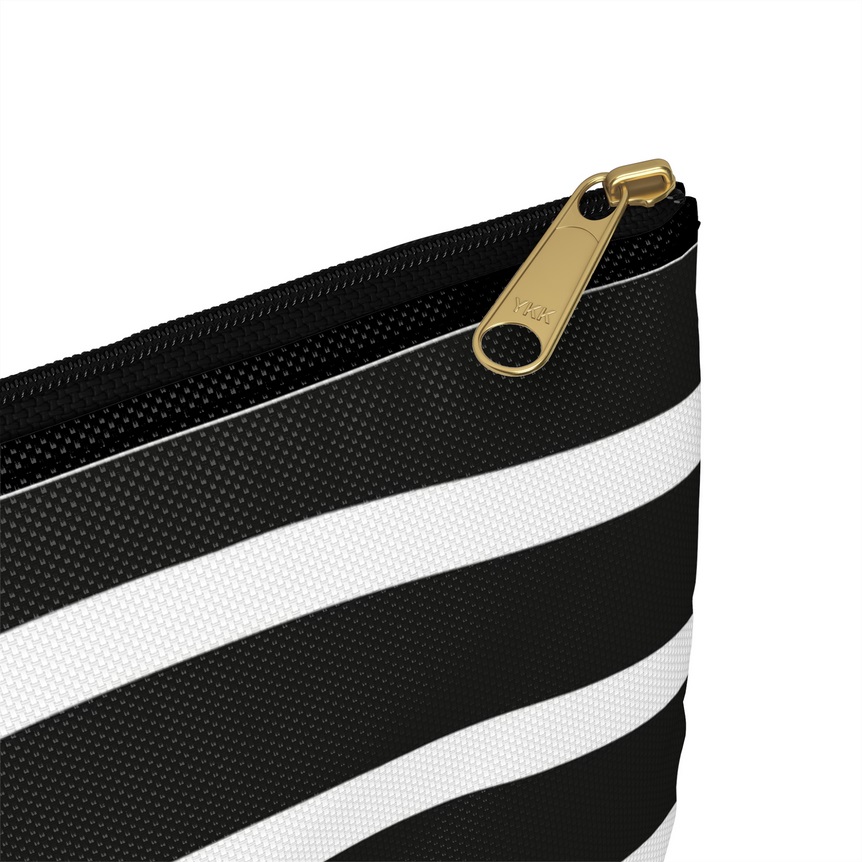 Black + White Wavy Stripes Accessory Bag