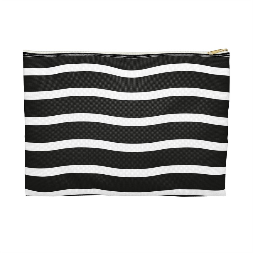 Black + White Wavy Stripes Accessory Bag