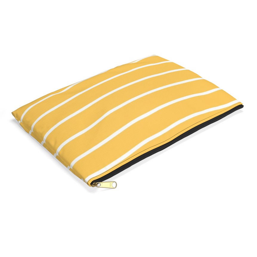 Yellow + White Striped Accessory Bag
