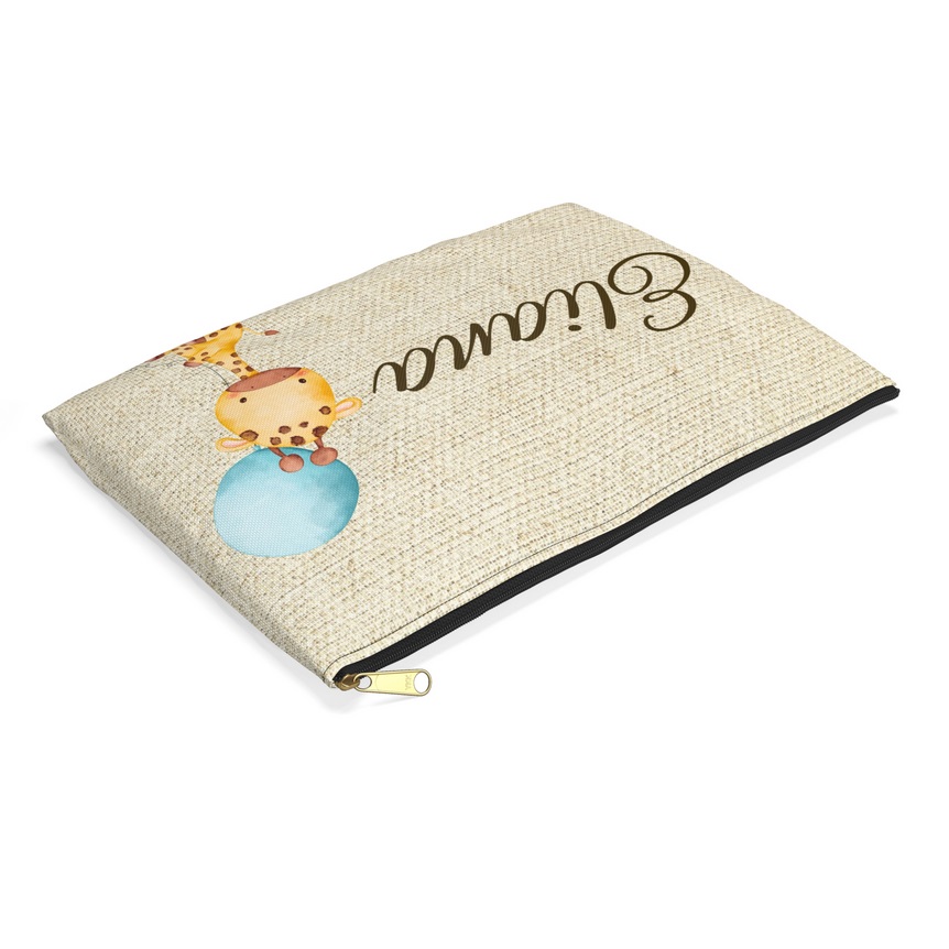 Baby Giraffe with Blue Balloon - Natural