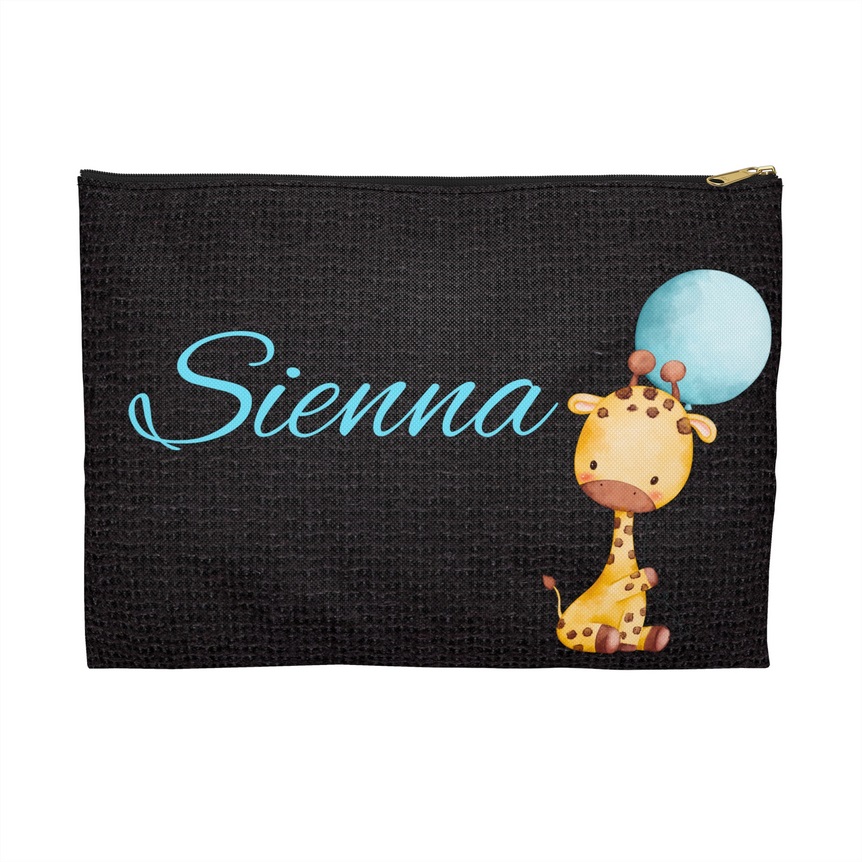 Baby Giraffe with Blue Balloon - Black