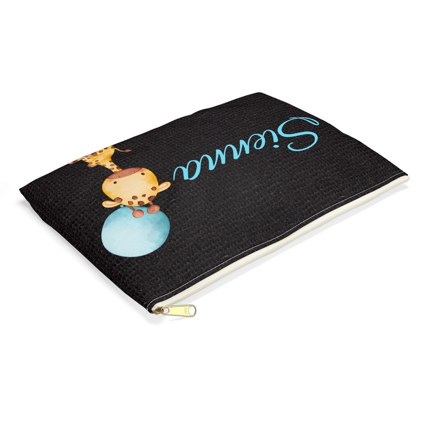 Baby Giraffe with Blue Balloon - Black