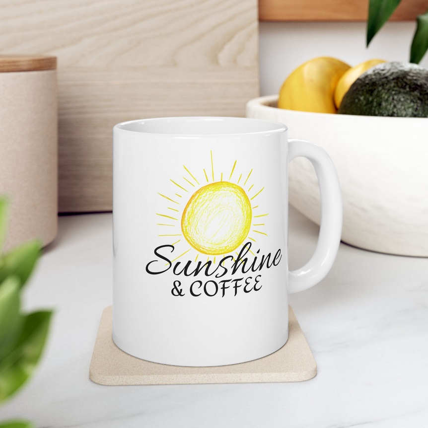 Hand-drawn Sunshine & Coffee Mug
