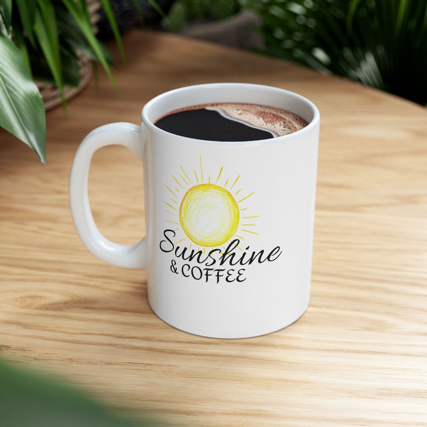 Hand-drawn Sunshine & Coffee Mug