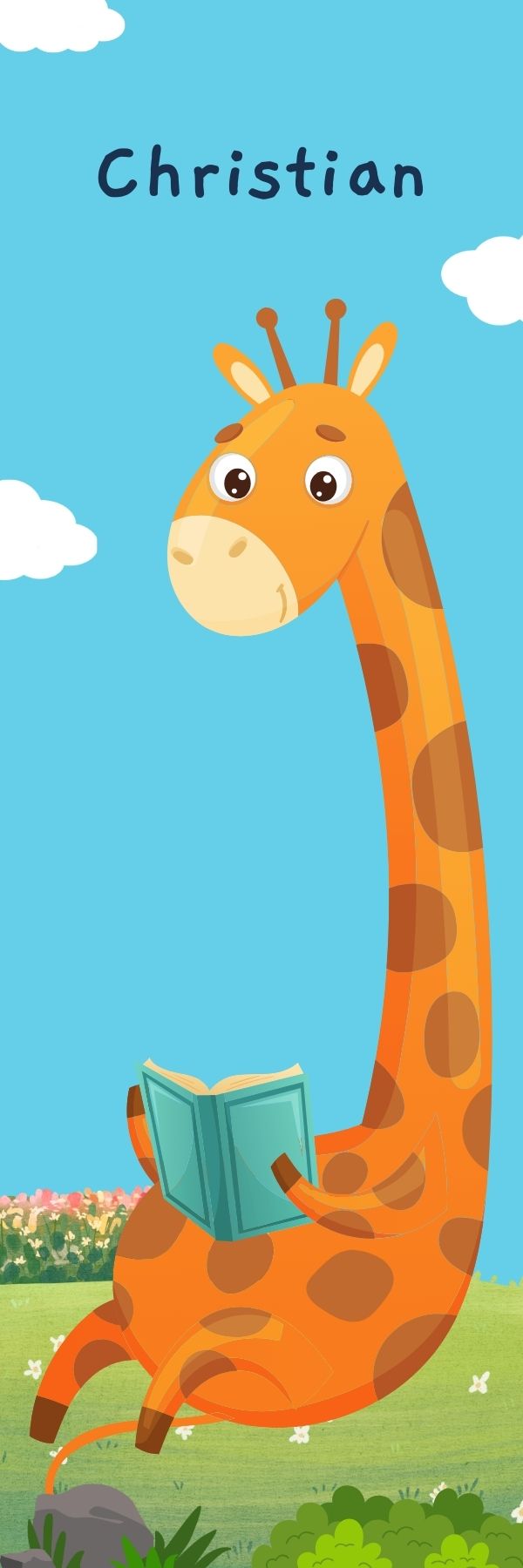 Giraffe Reading Book Bookmark