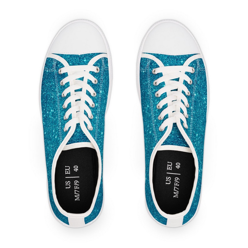 Turquoise Glitter-Inspired Sneakers