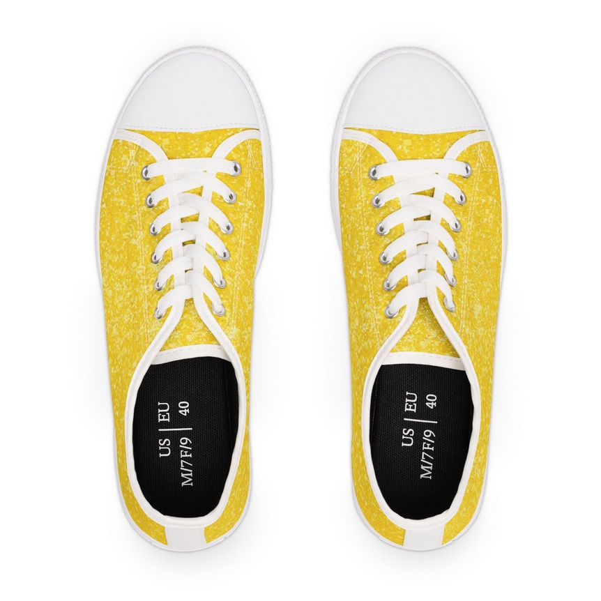 Lemony Yellow Glitter-Inspired Sneakers