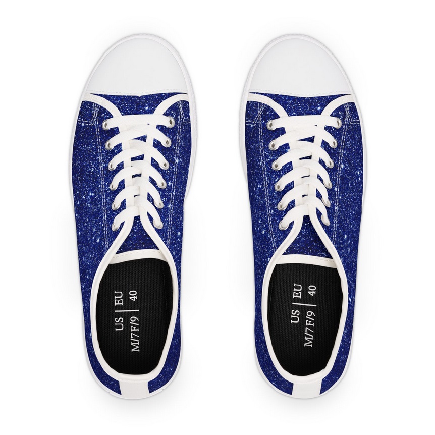 Navy Blue Glitter-Inspired Sneakers