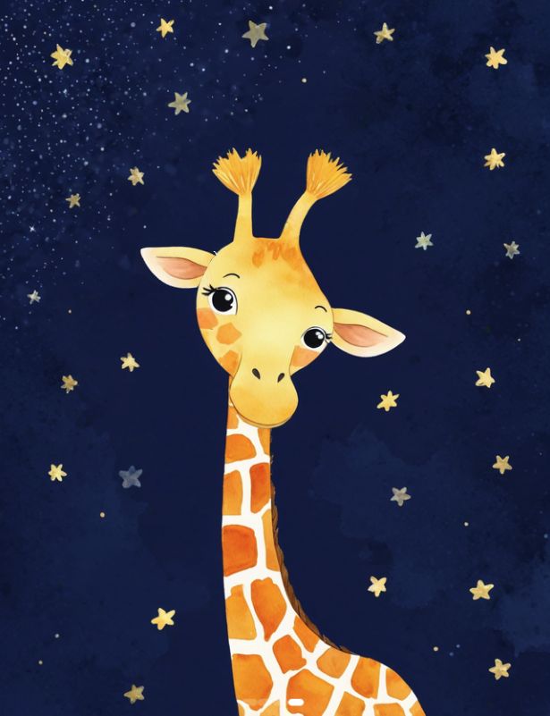 Whimsical Giraffe Digital Wall Art