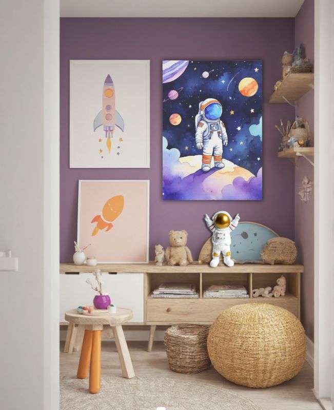 Space Walk Framed Canvas Wall Art