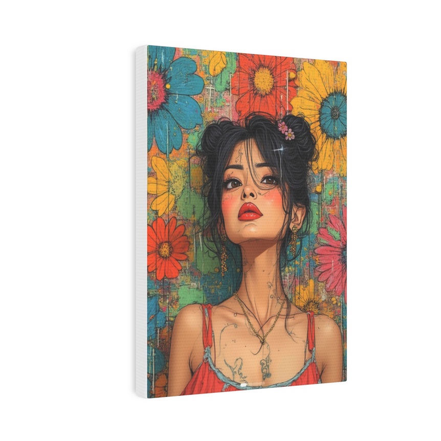 Festive Girl Framed Canvas Wall Art