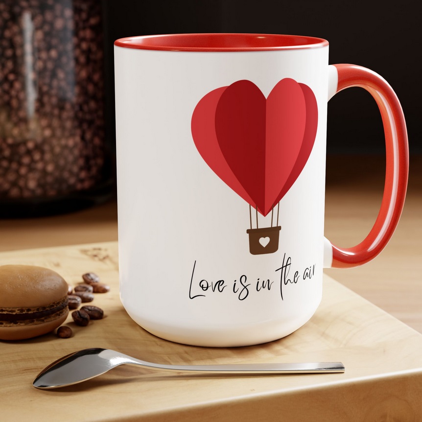 Heart Shaped Hot Air Balloon Coffee Mug