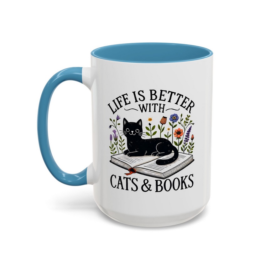 Life Is Better With Cats & Books Coffee Mug