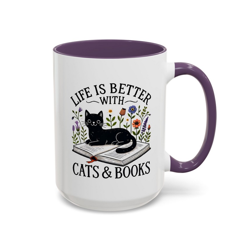 Life Is Better With Cats & Books Coffee Mug