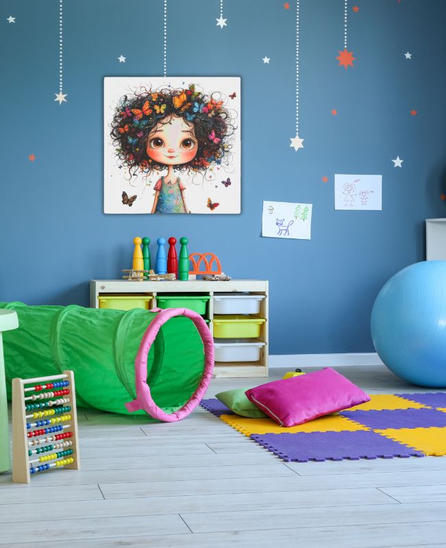 Quirky Girl (5) Canvas Photo Tile Framed Wall Art