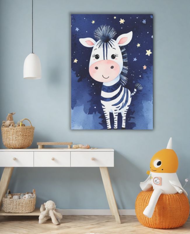 Whimsical Zebra Framed Canvas Wall Art
