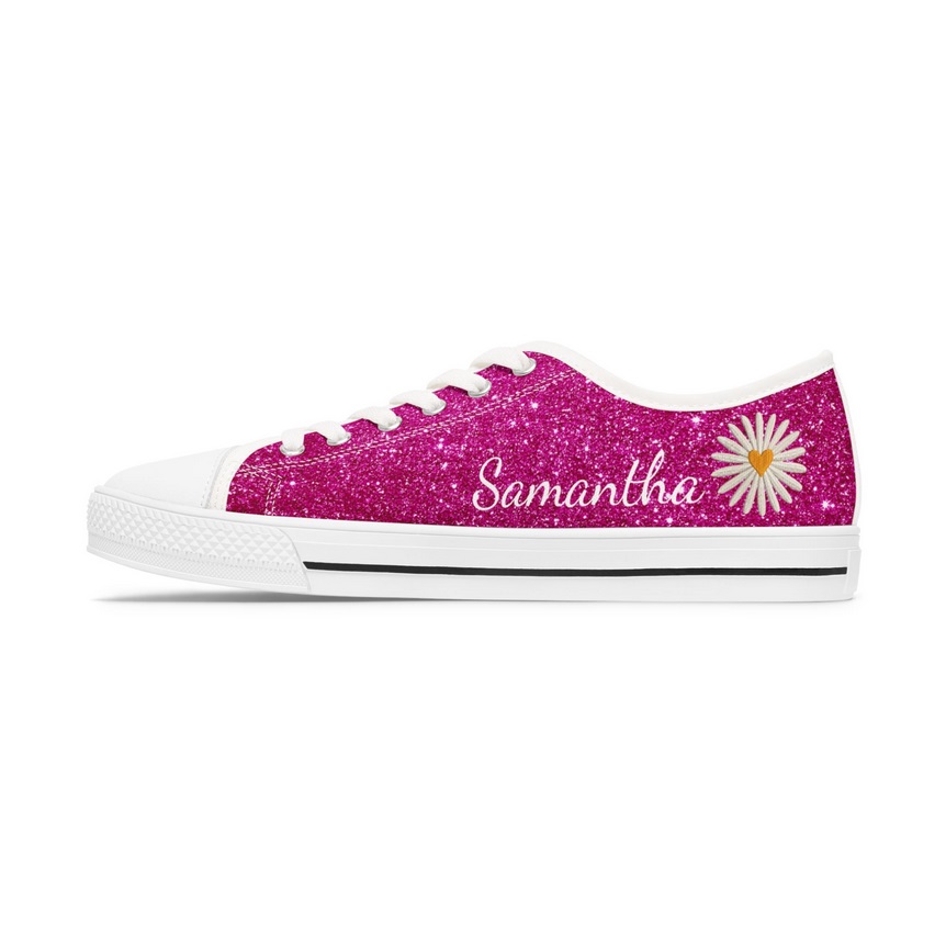 Magenta and Yellow Personalized Daisy Sneakers