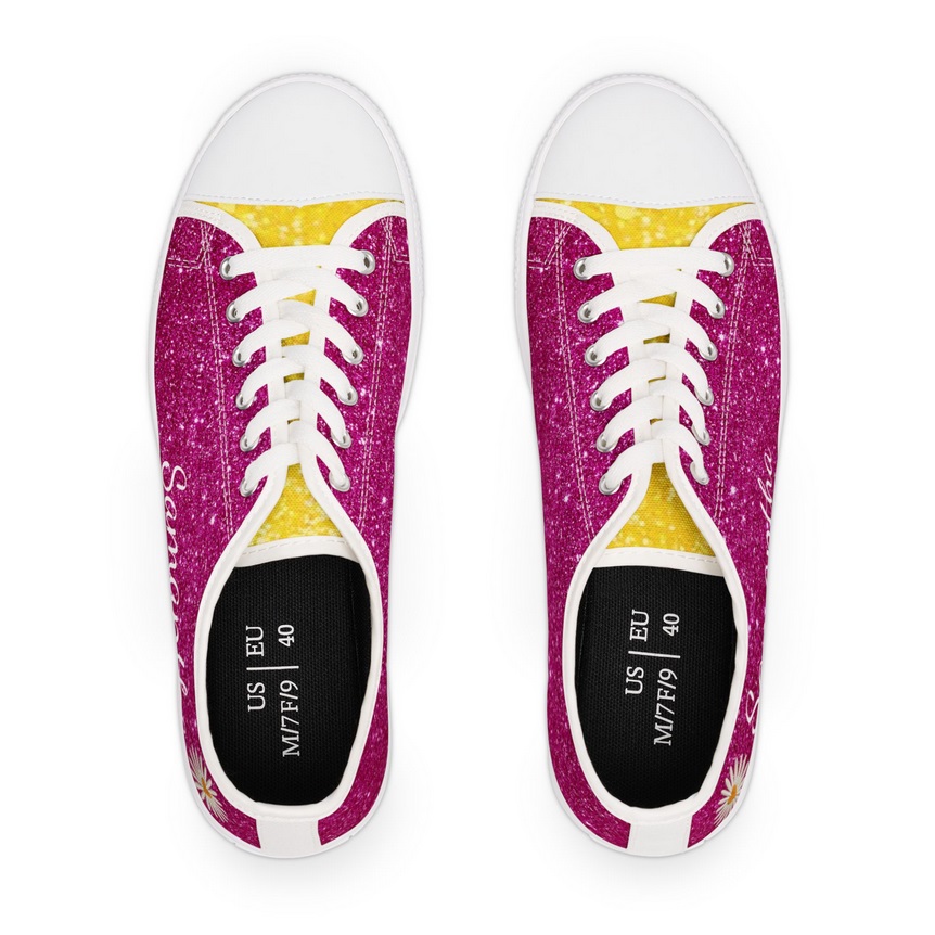 Magenta and Yellow Personalized Daisy Sneakers