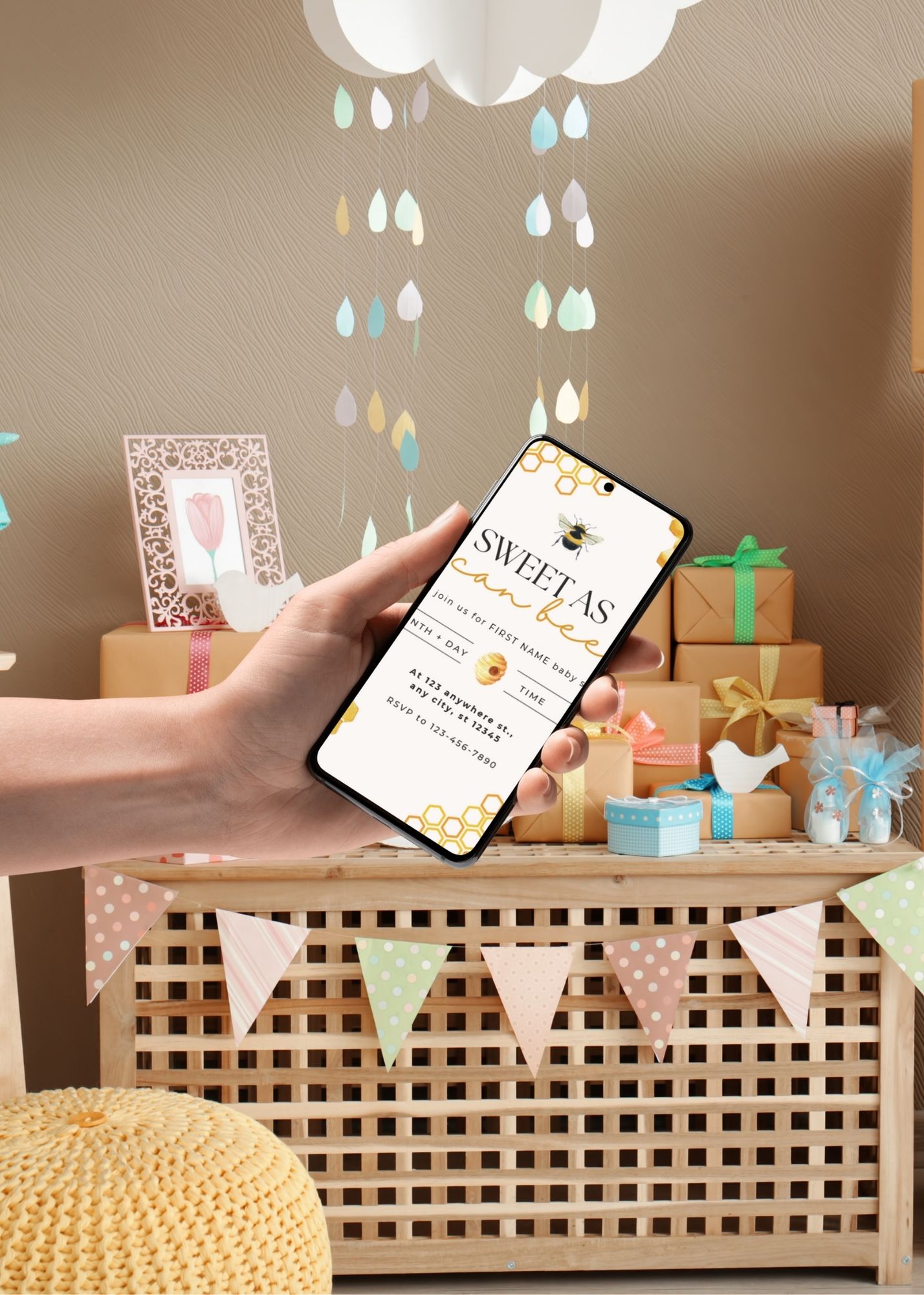 Sweet As Can Bee - Baby Shower Digital Invitation