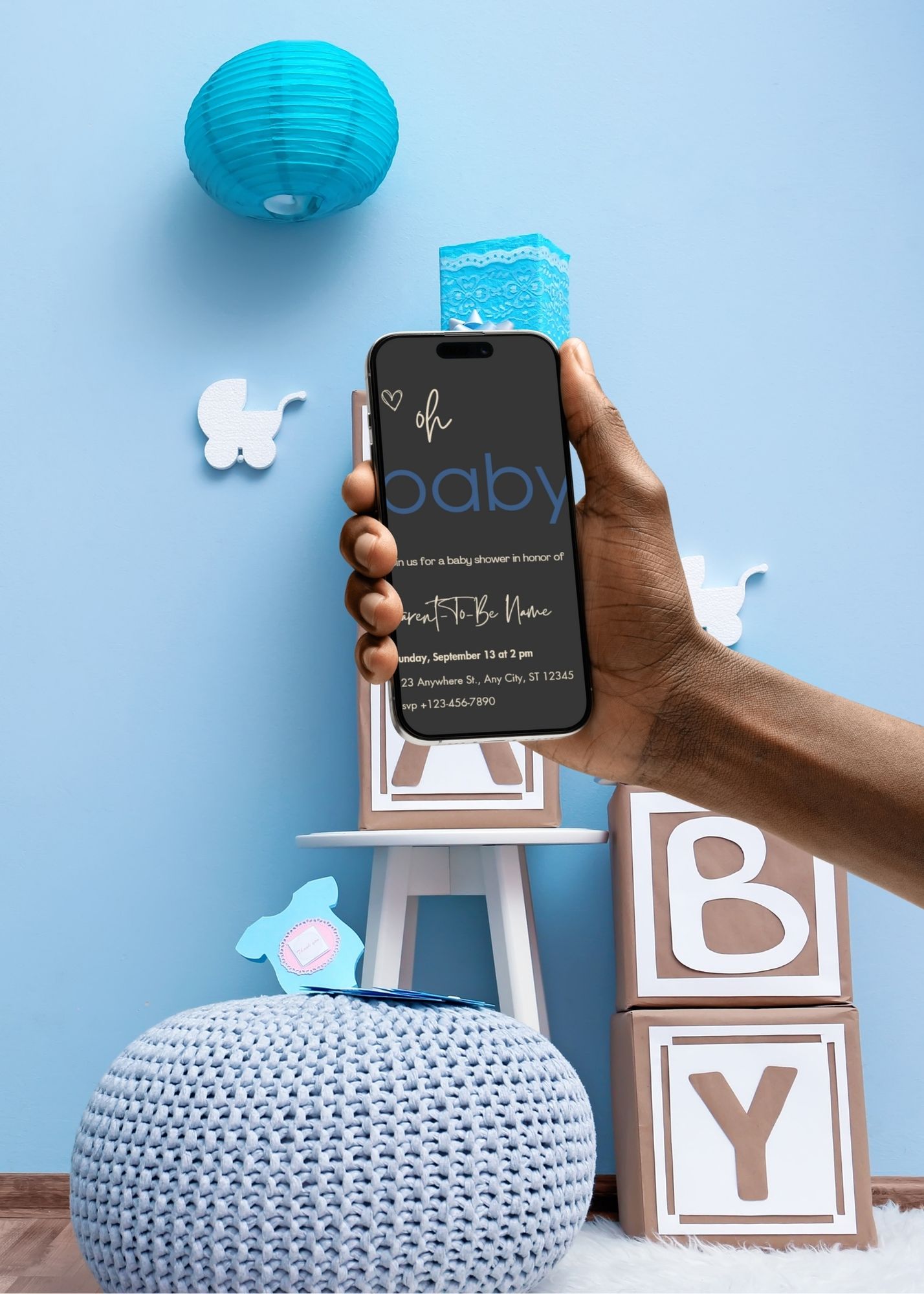 Oh Baby Minimalistic Baby Boy Baby Shower Invite