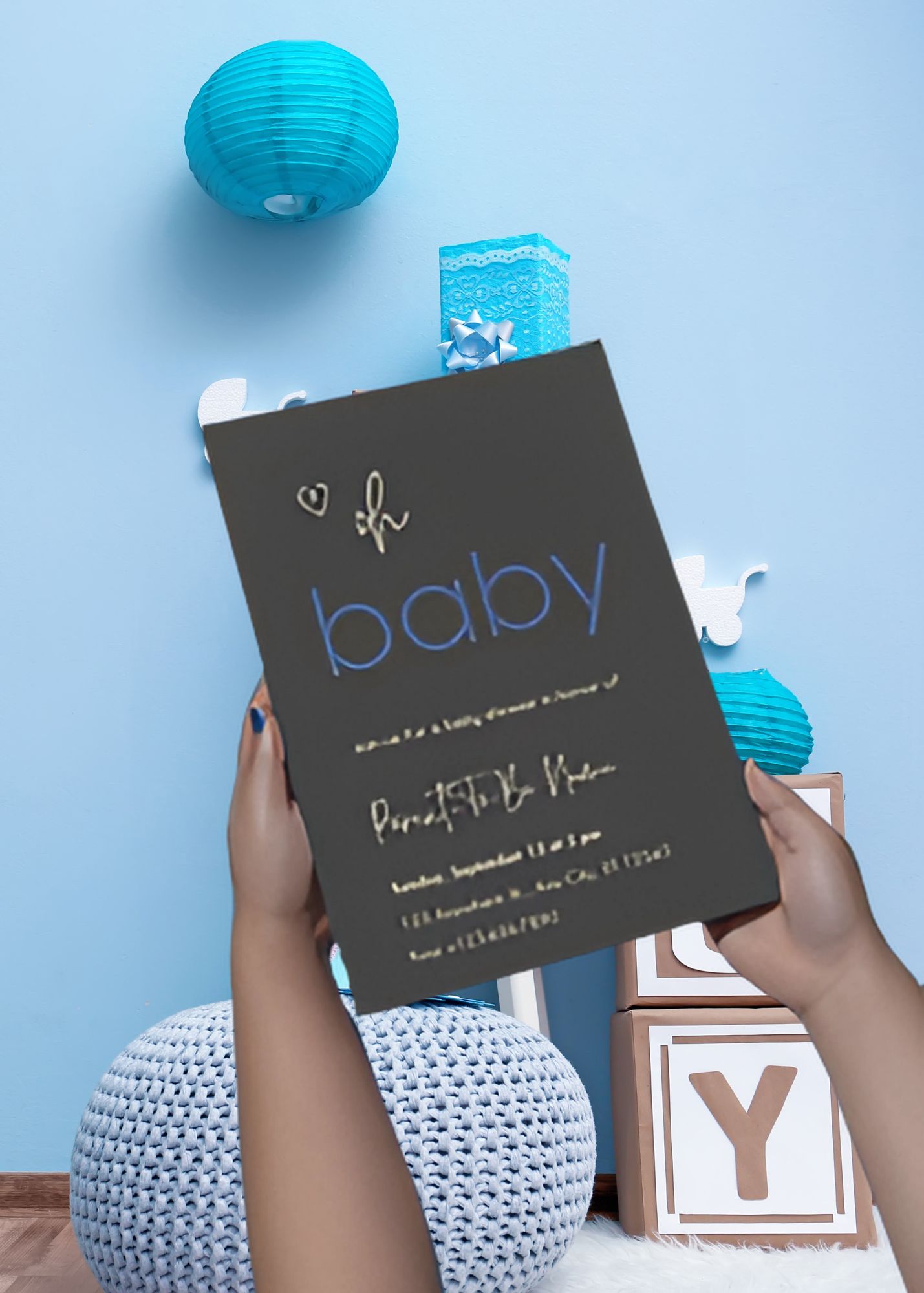 Oh Baby Minimalistic Baby Boy Baby Shower Invite