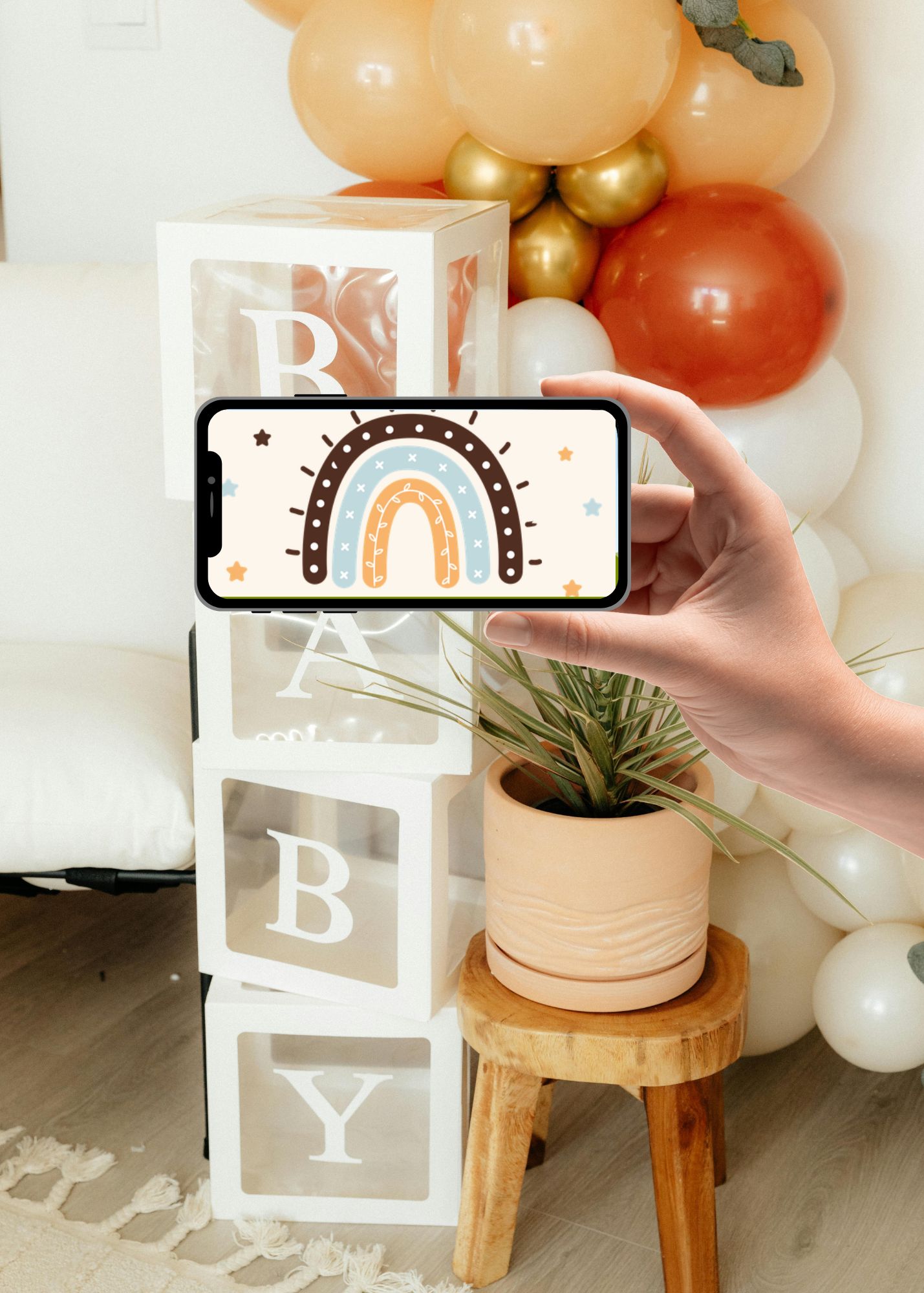 Boho Boy Rainbow Baby Shower Invite