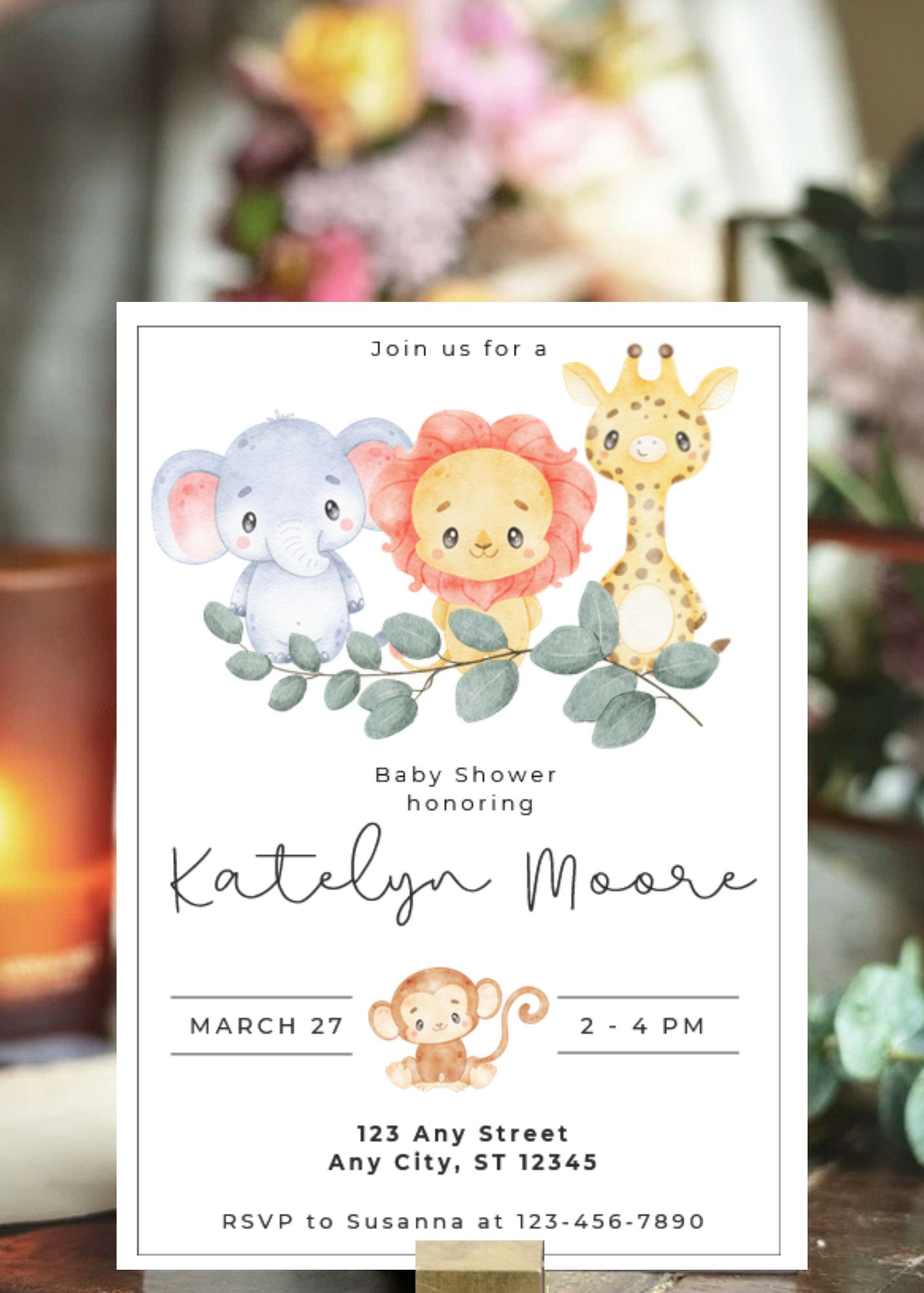 Safari Animals Baby Shower Invite - PHASE I 