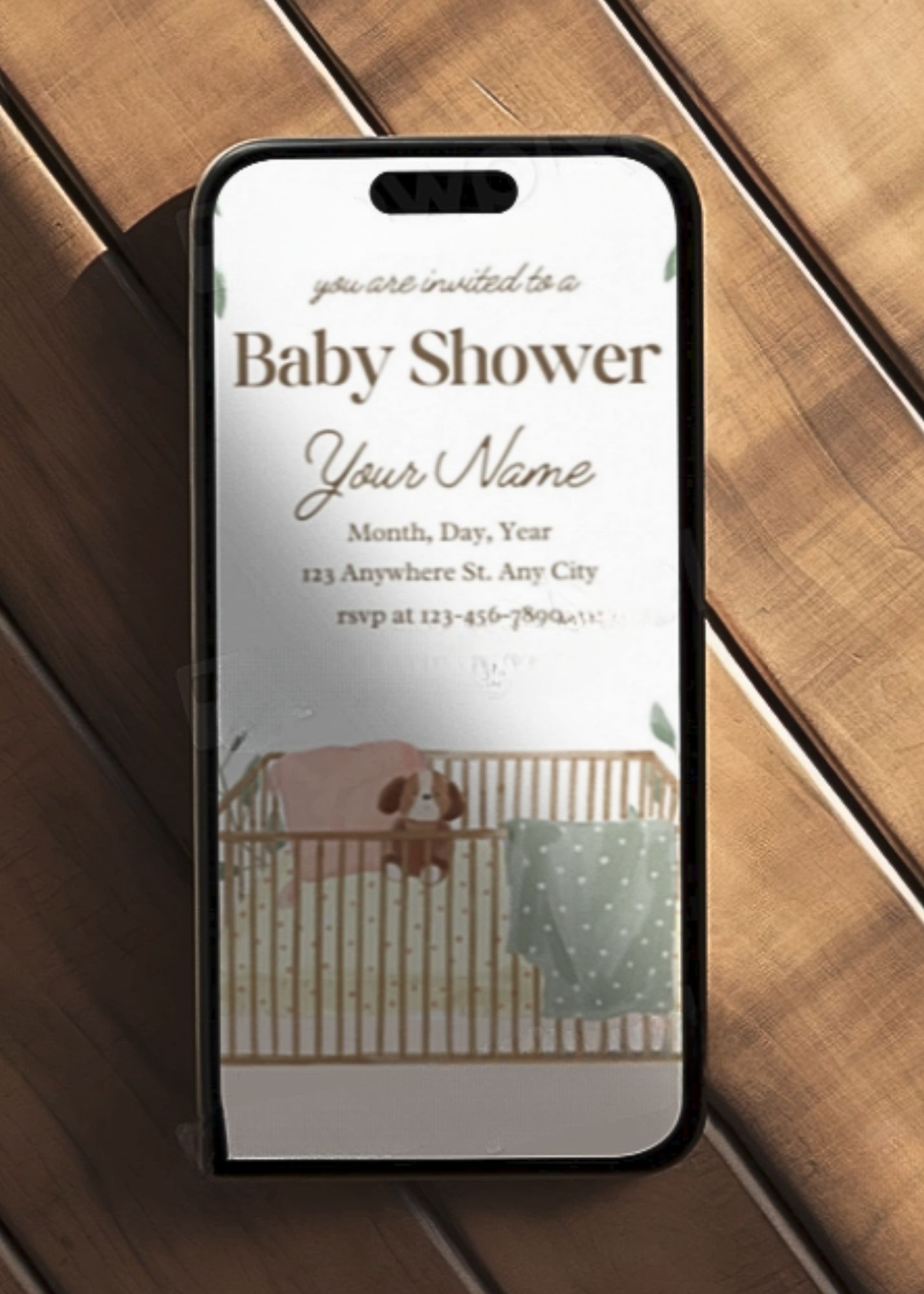 Baby Shower Invite with Crib
