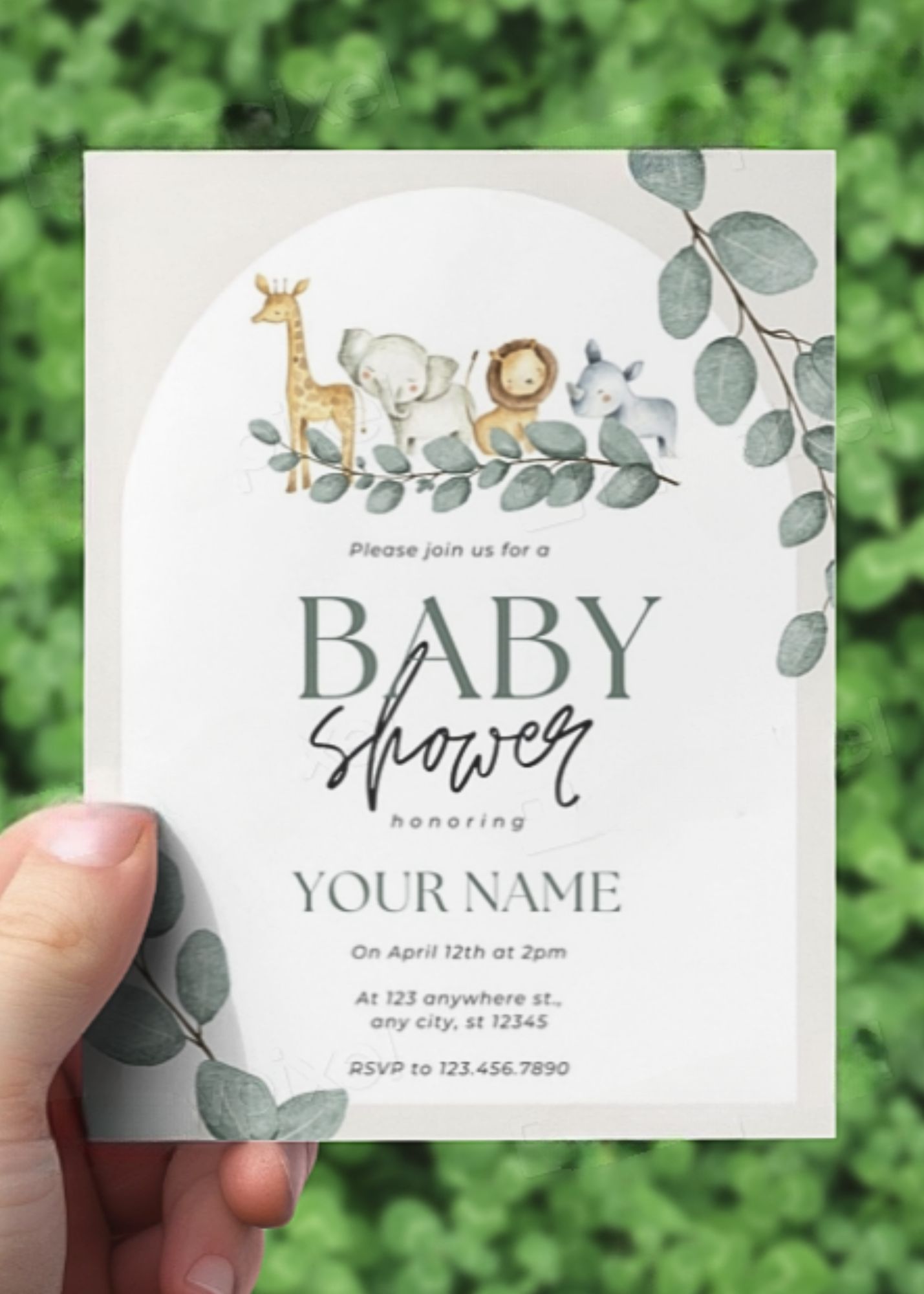 Safari Animals Baby Shower Invitation