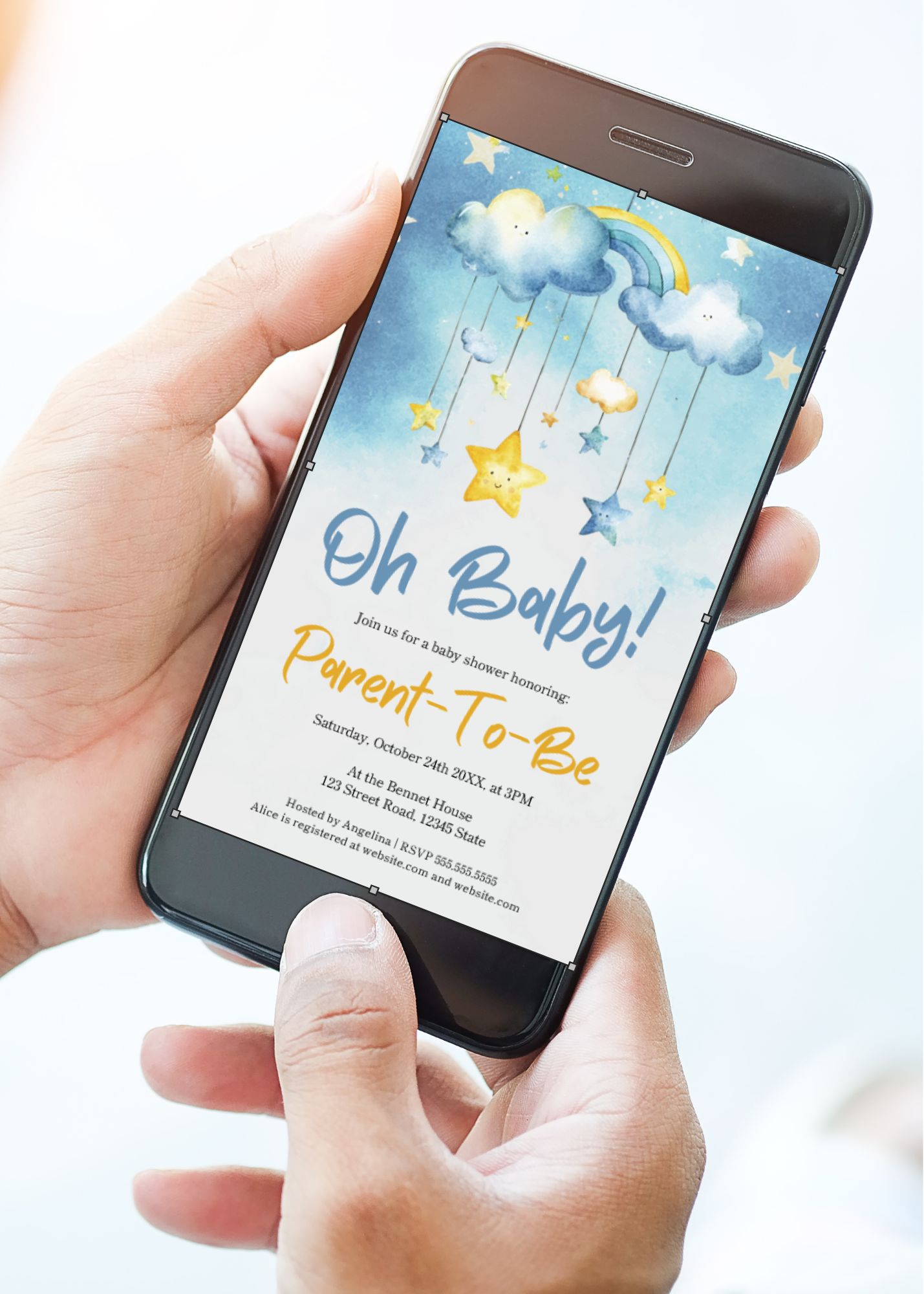 Oh Baby Stars Baby Shower Invite