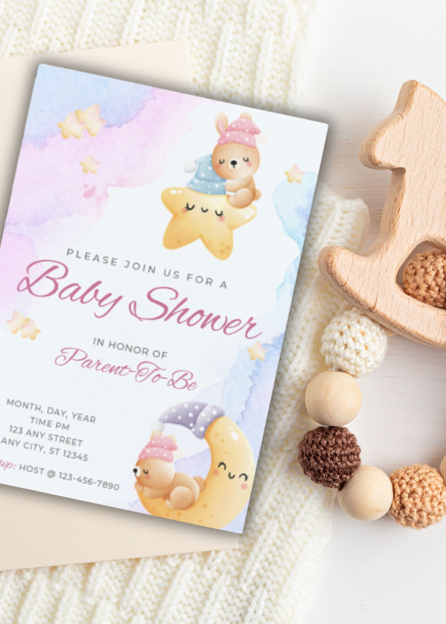 Sleeping Cub Baby Shower Invite