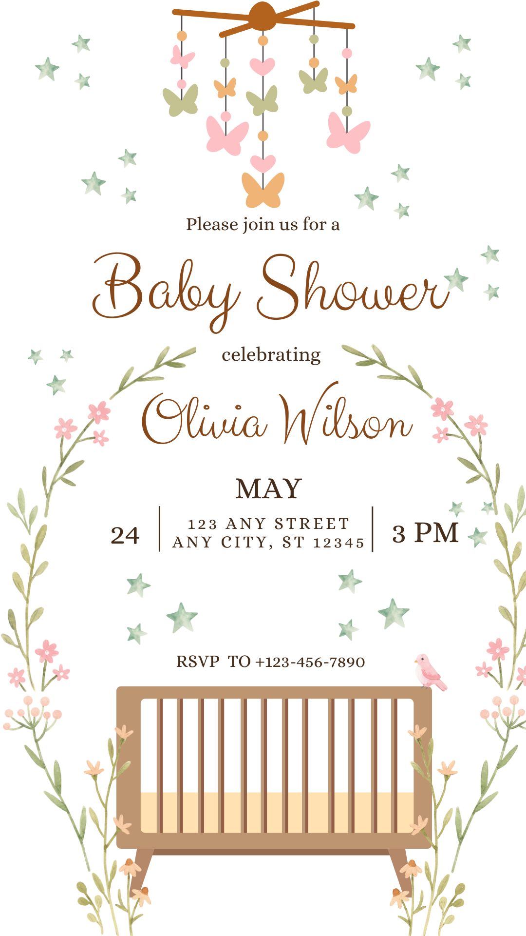 Serene Florals Baby Shower Invite 