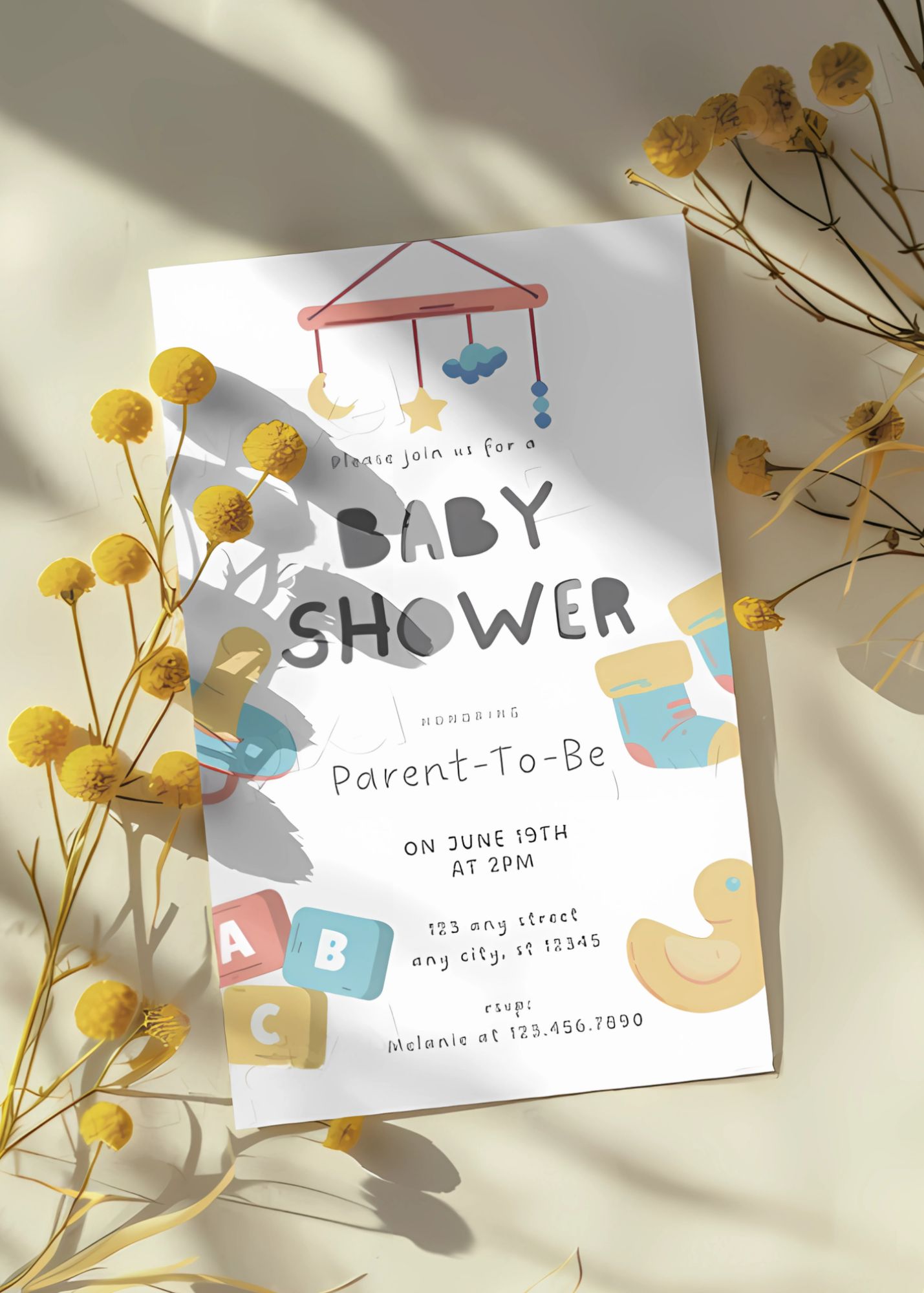Essential Baby Baby Shower Invite