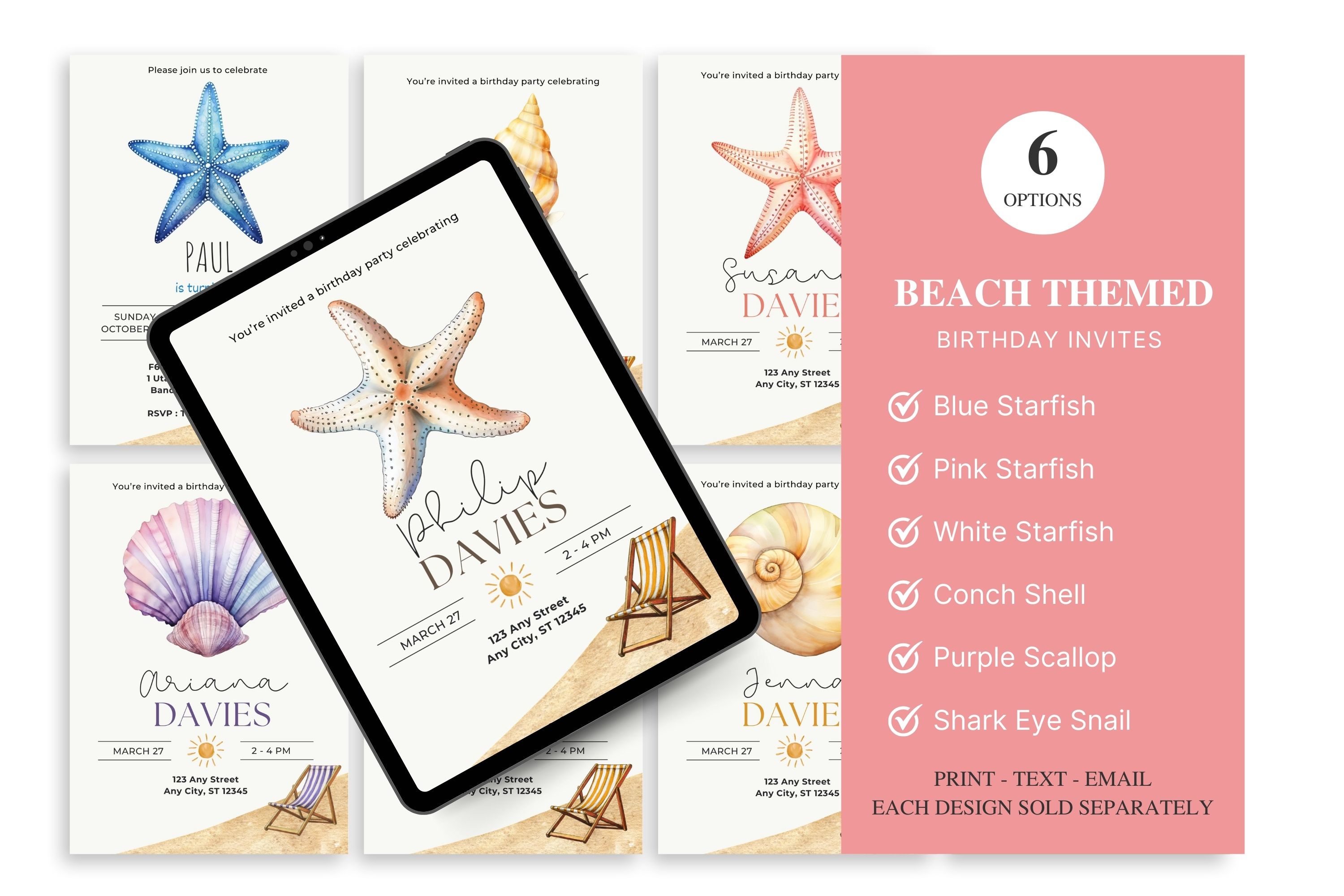 Beach Themed Birthday Party Invite