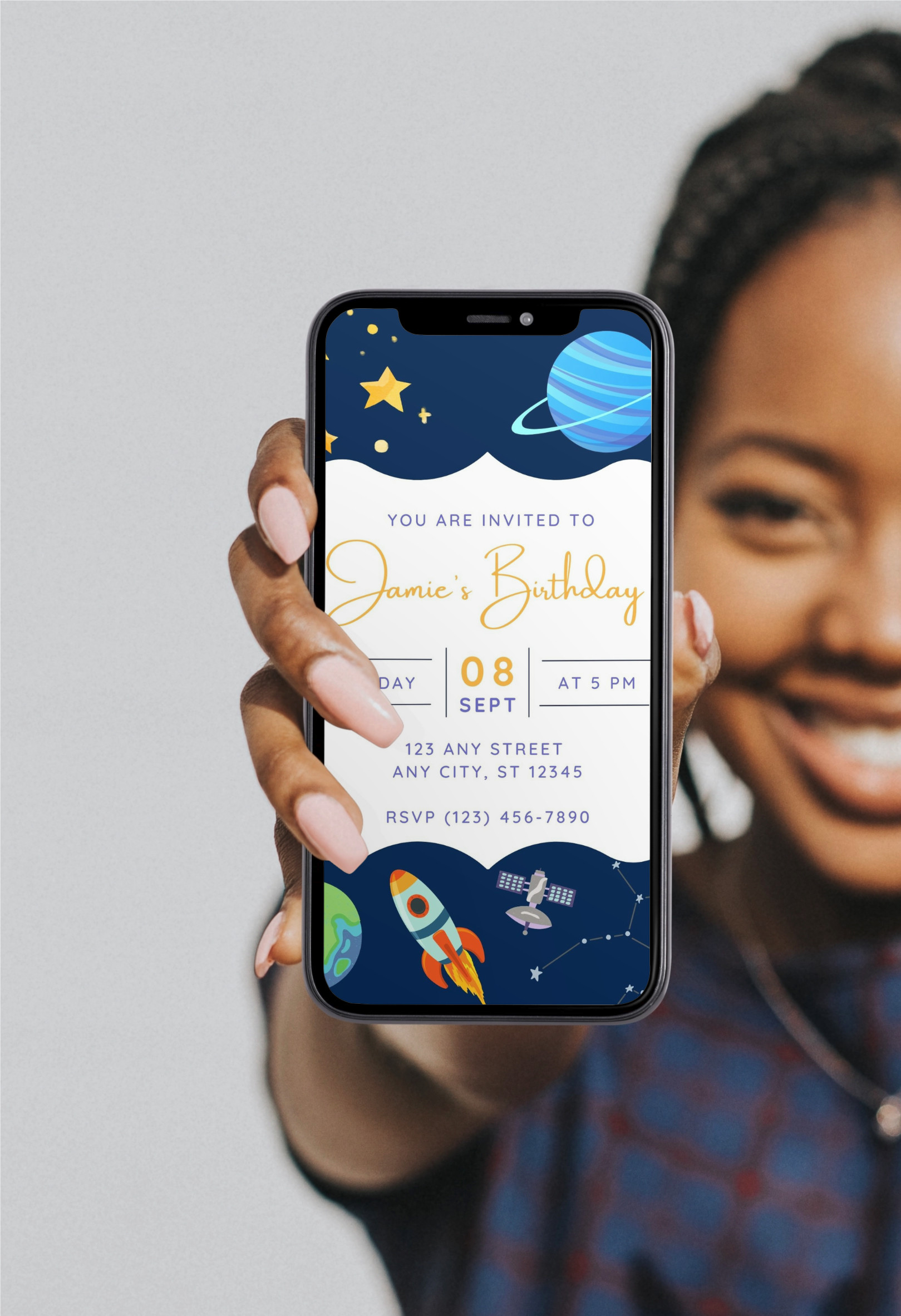 Space Themed Birthday Invite