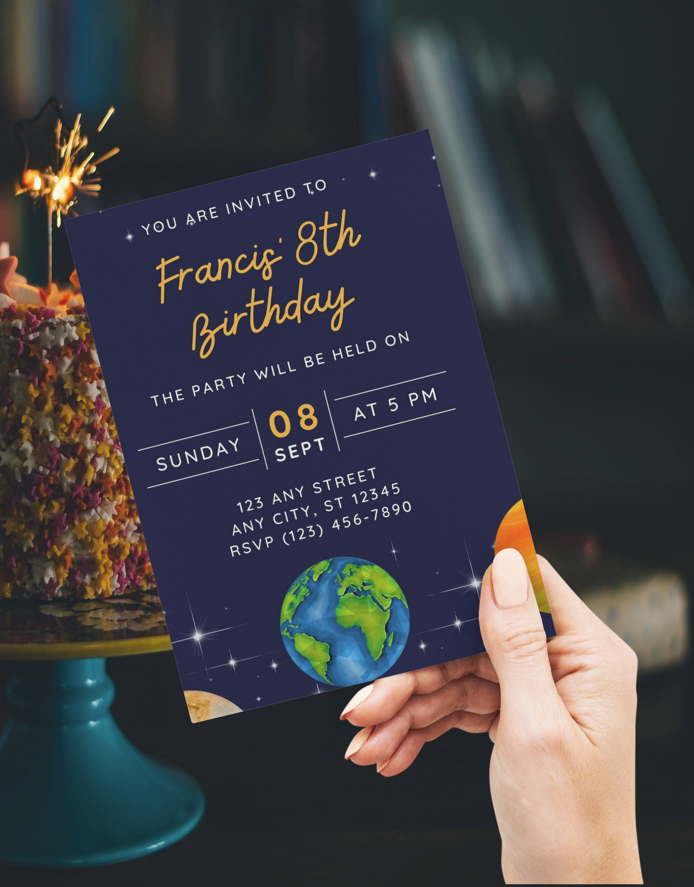 Space Themed Birthday Invite