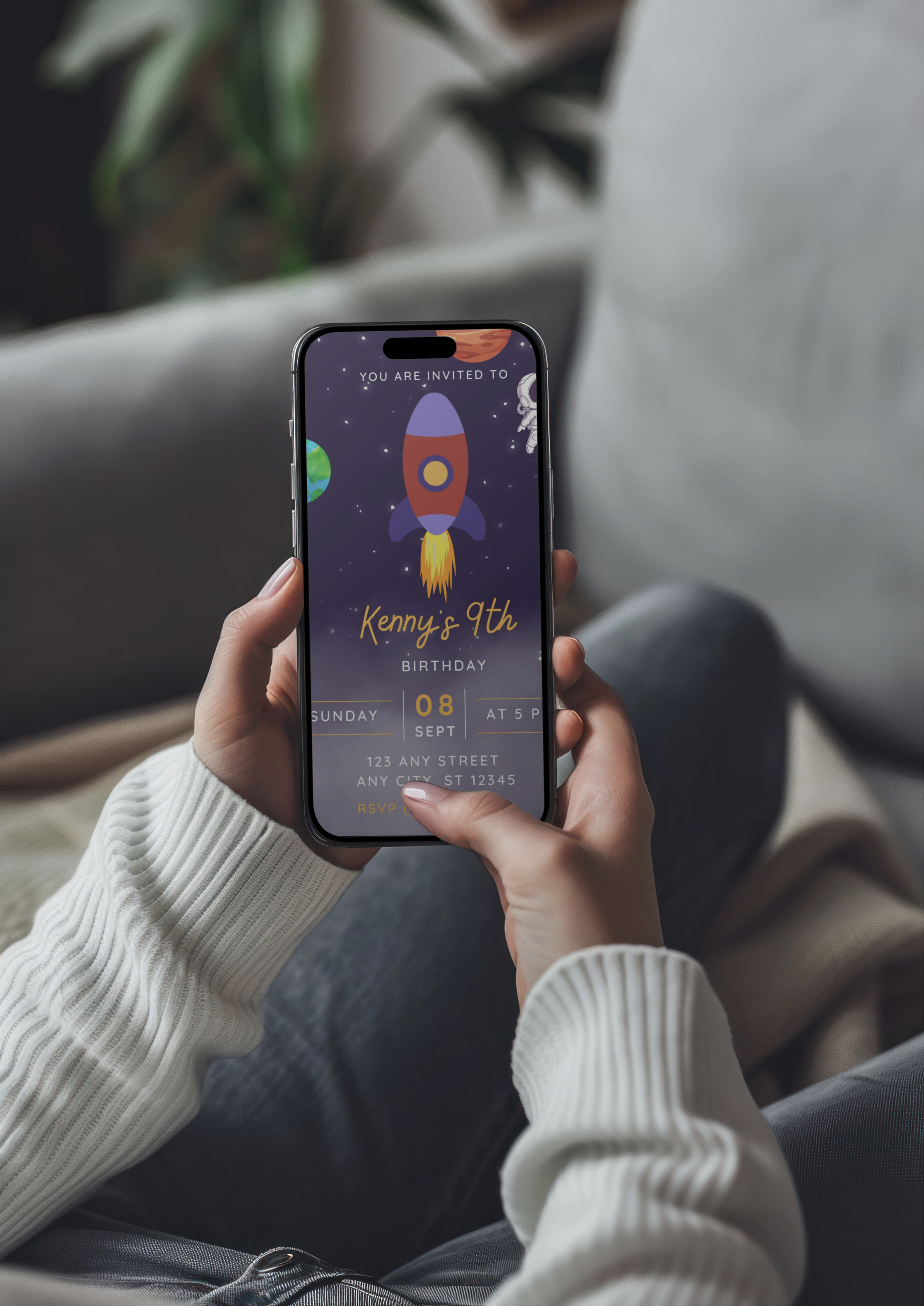 Space Themed Birthday Invite