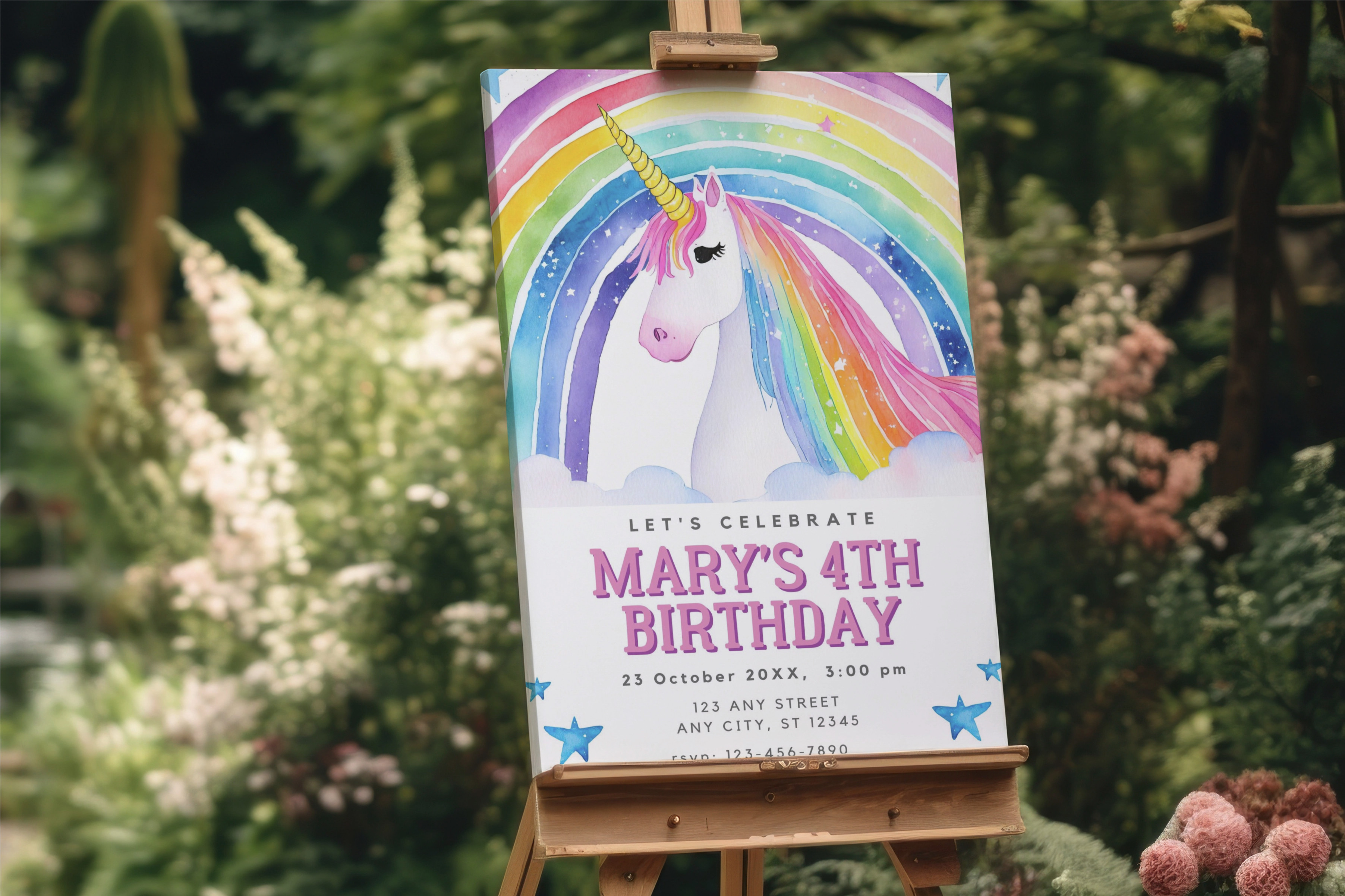 Majestic Unicorn Birthday Invite