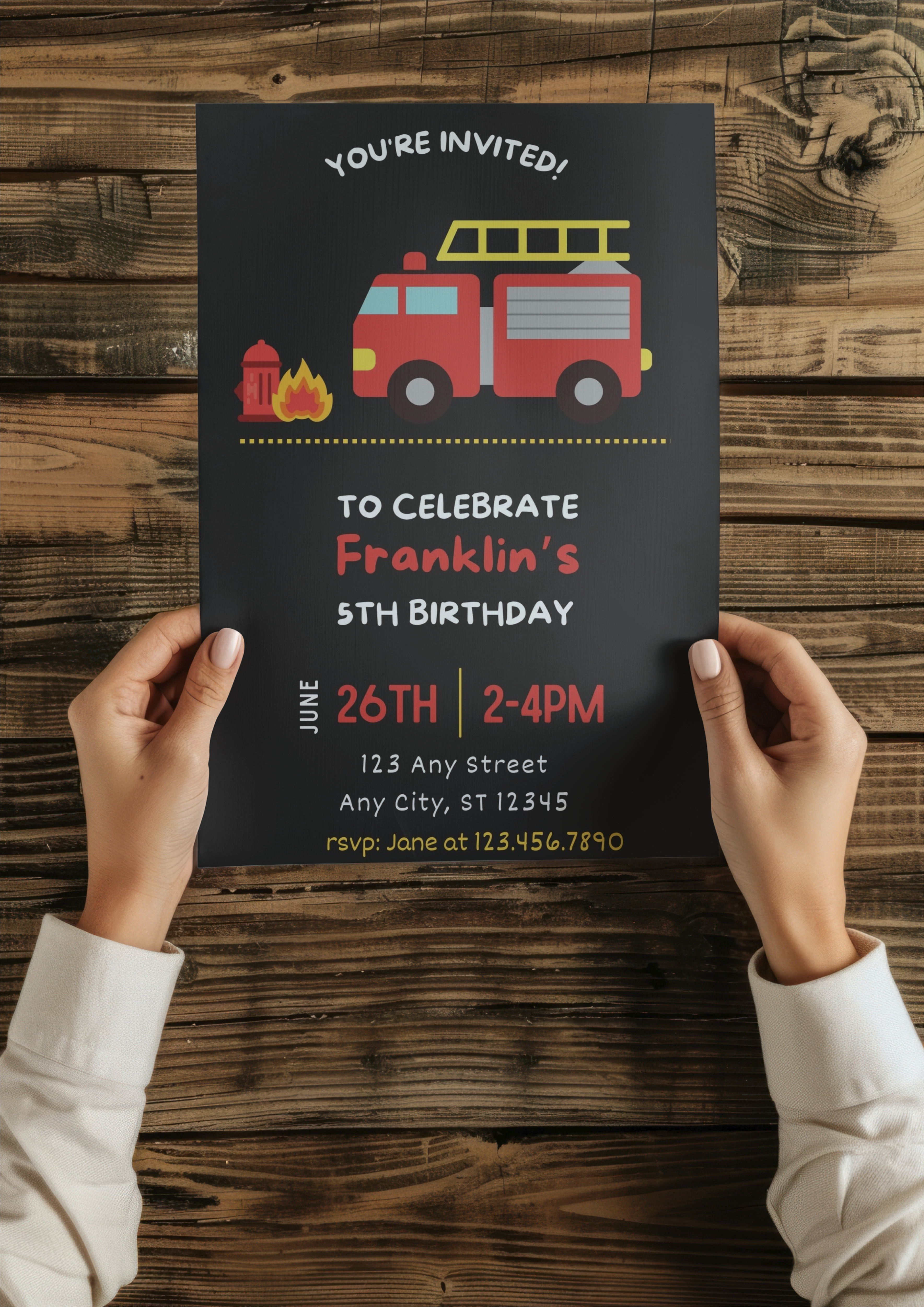Fire Truck Birthday Invite