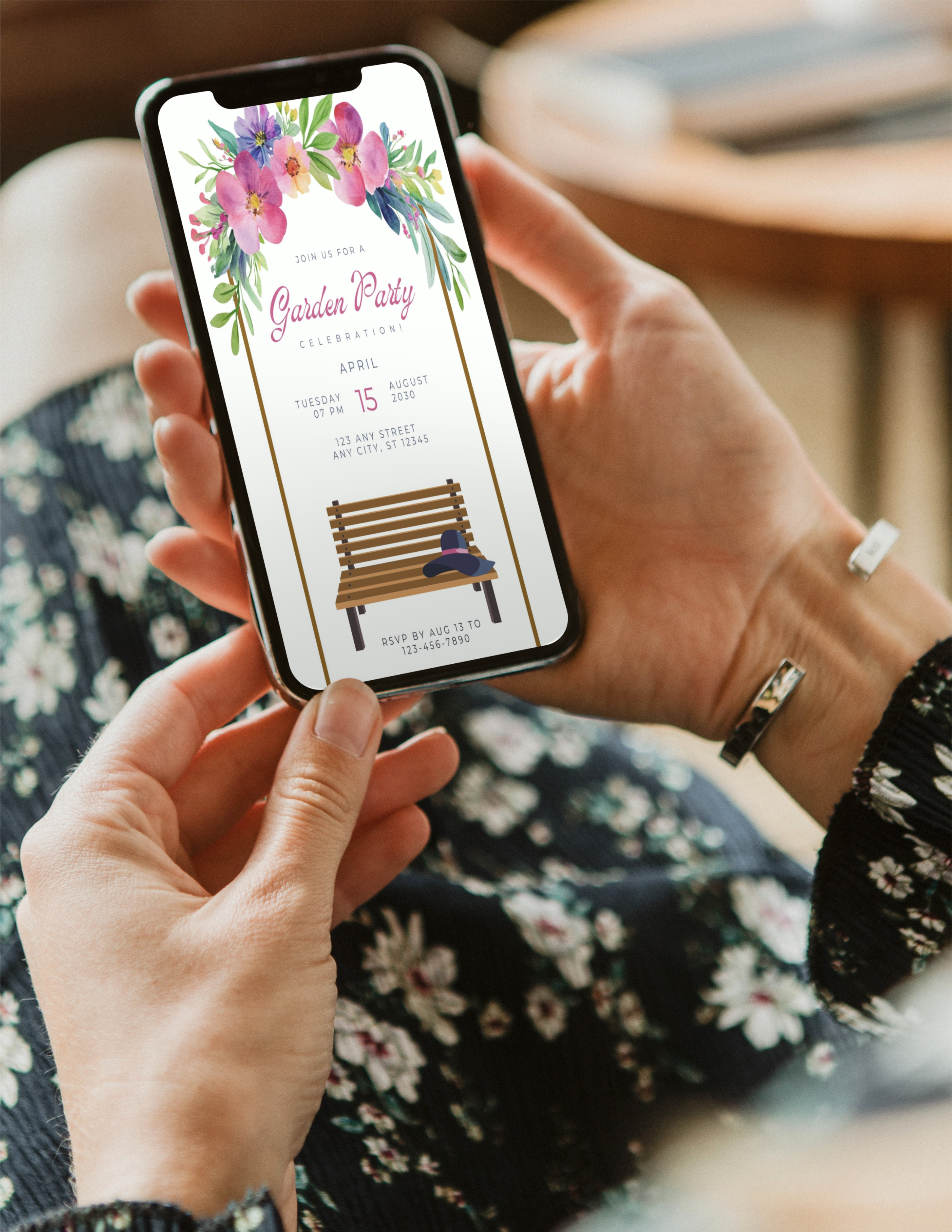 Floral Arch + Bench Garden Party Invite