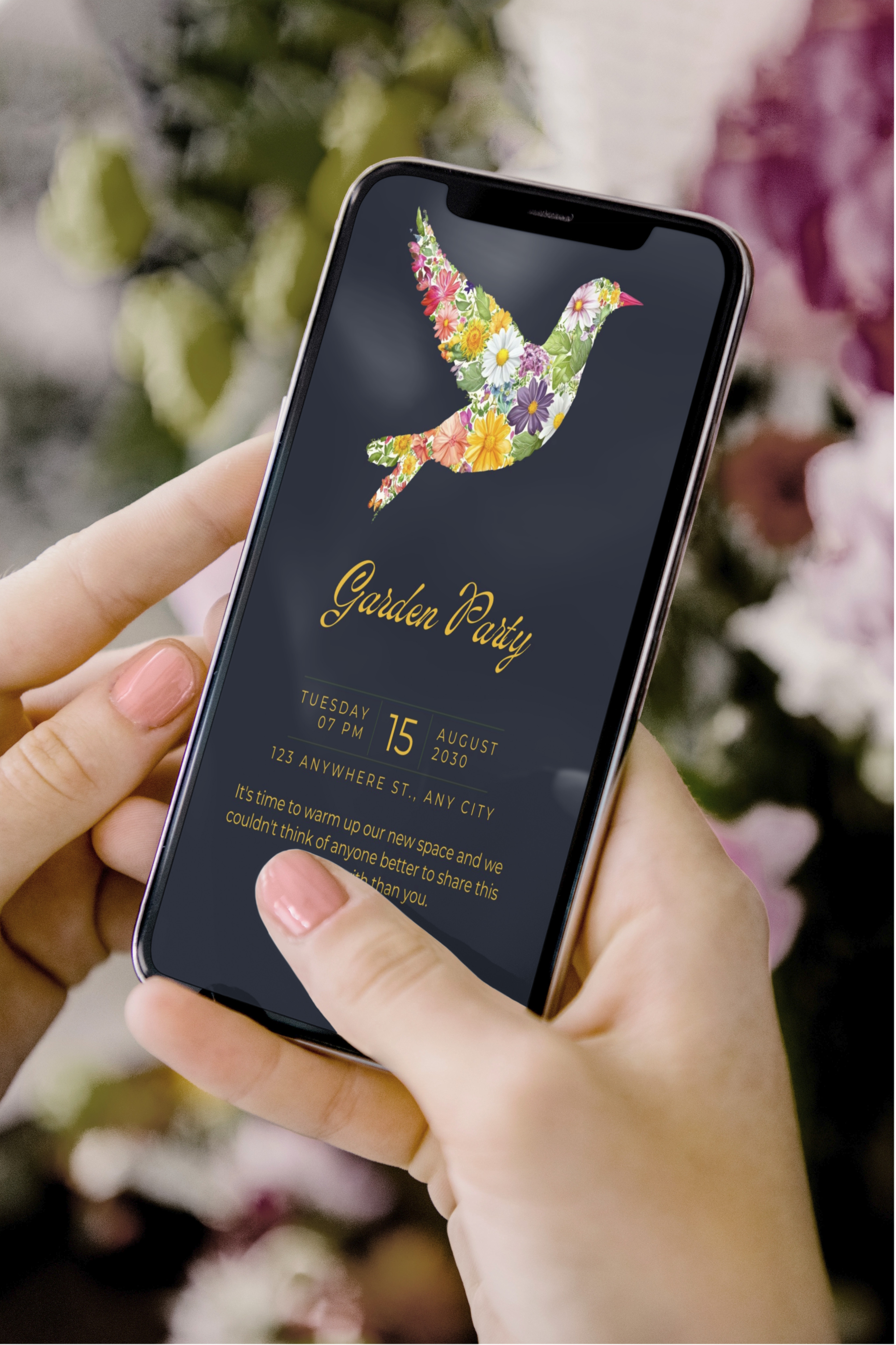 Floral Bird Garden Party Invite