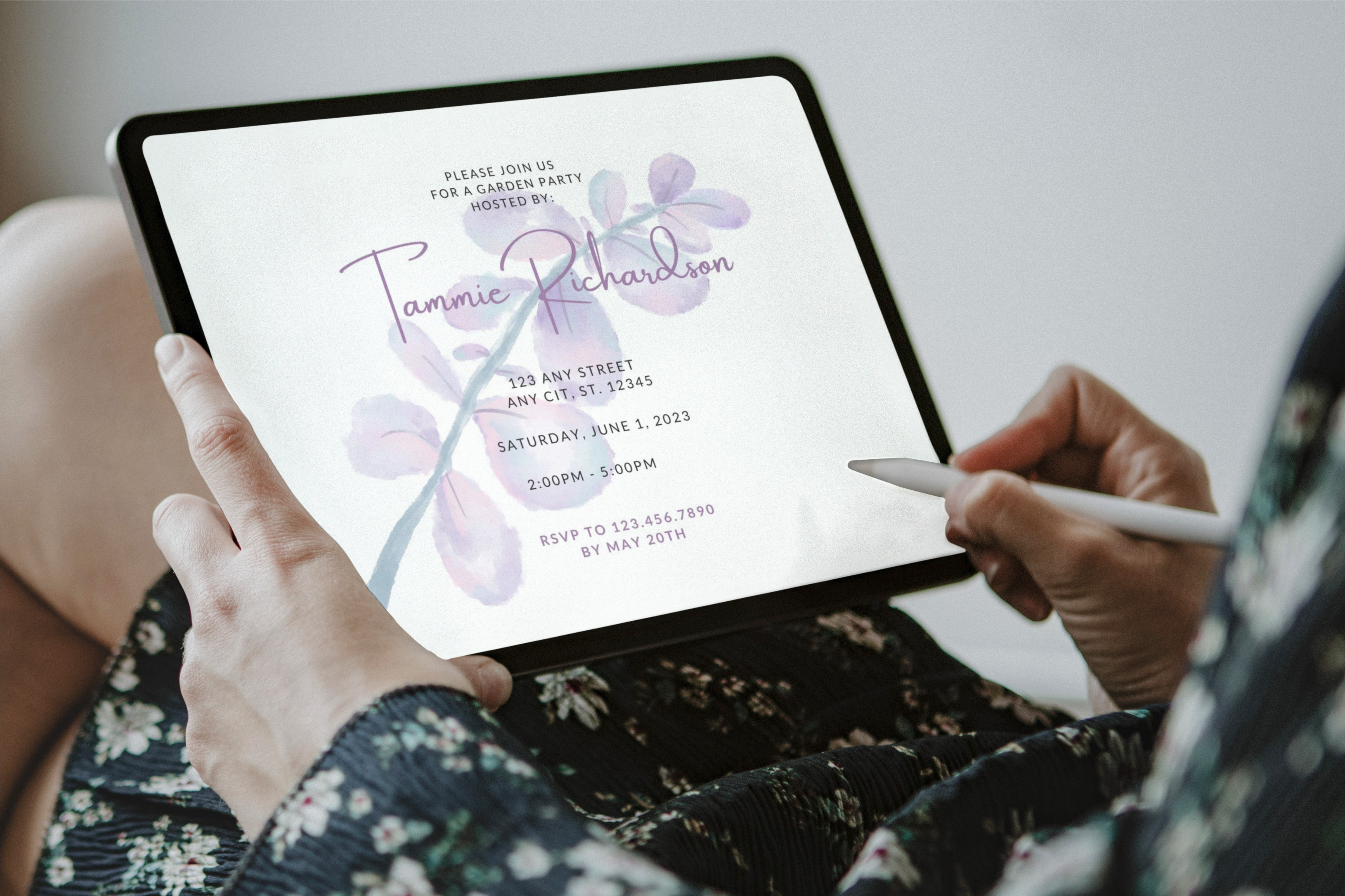 Lavender + Lilac Horizontal Garden Party Invite