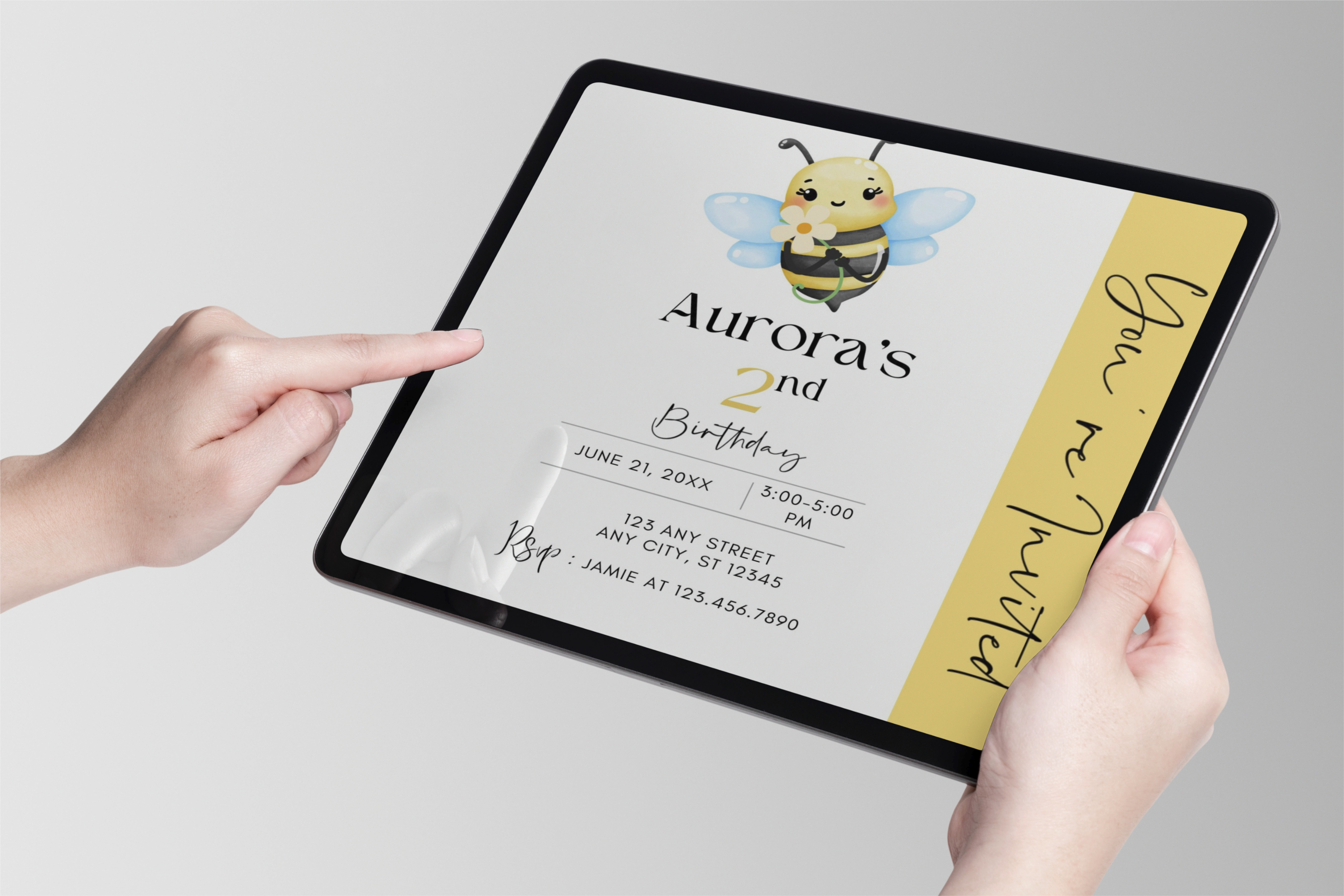 Whimsical Insects - Bumblebee Birthday Invite 02