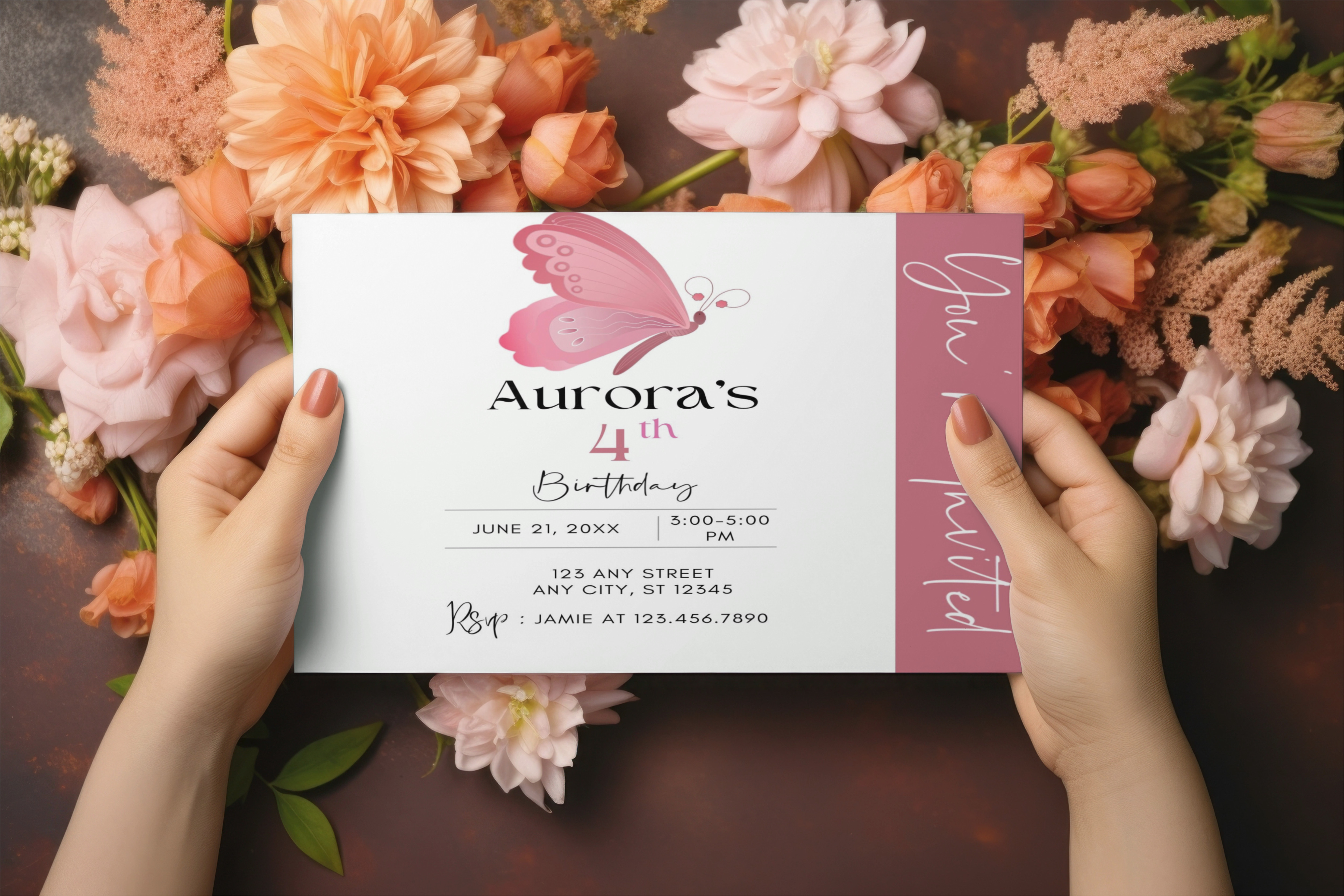 Whimsical Insects - Butterfly Birthday Invite 04