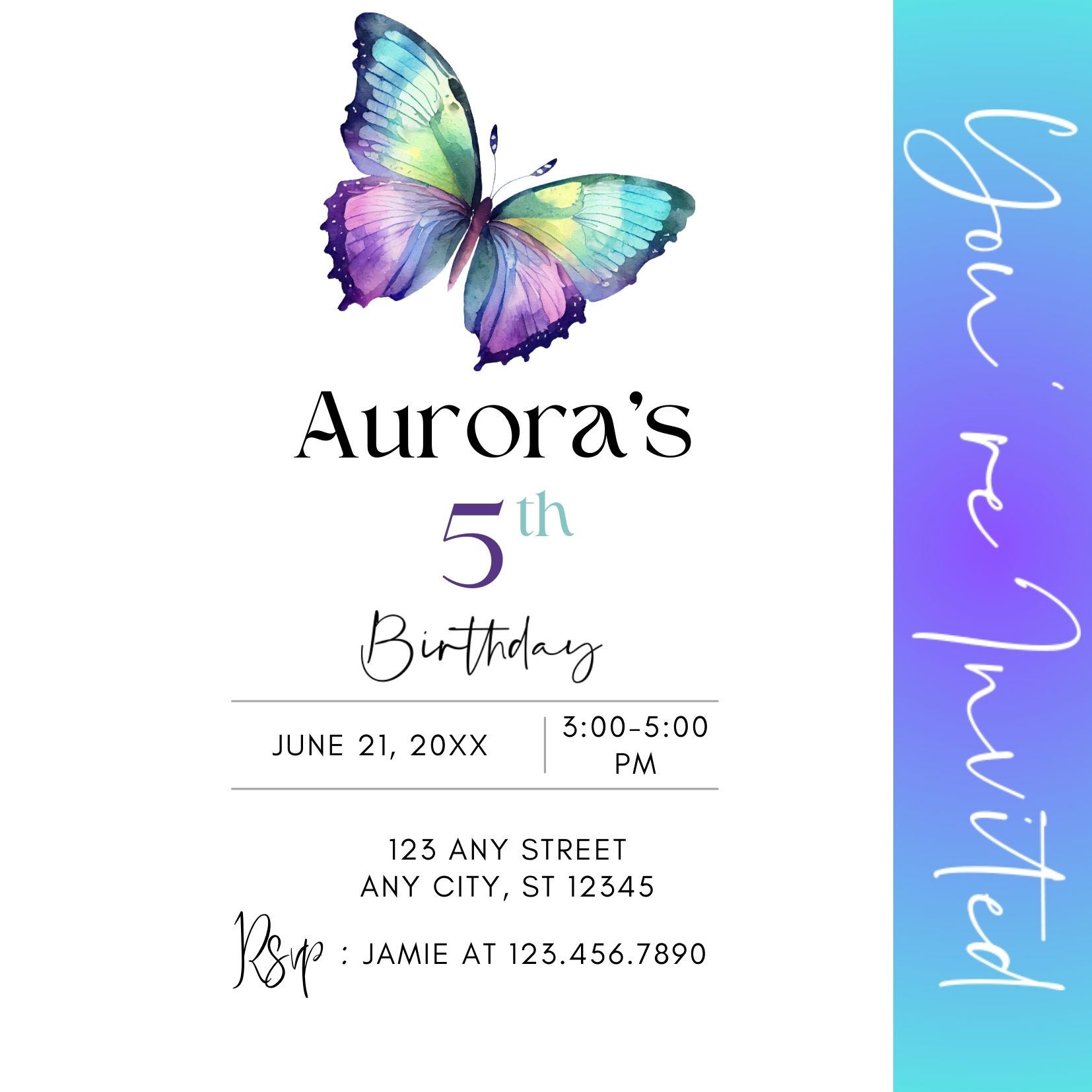 Whimsical Insects - Butterfly Birthday Invite 05