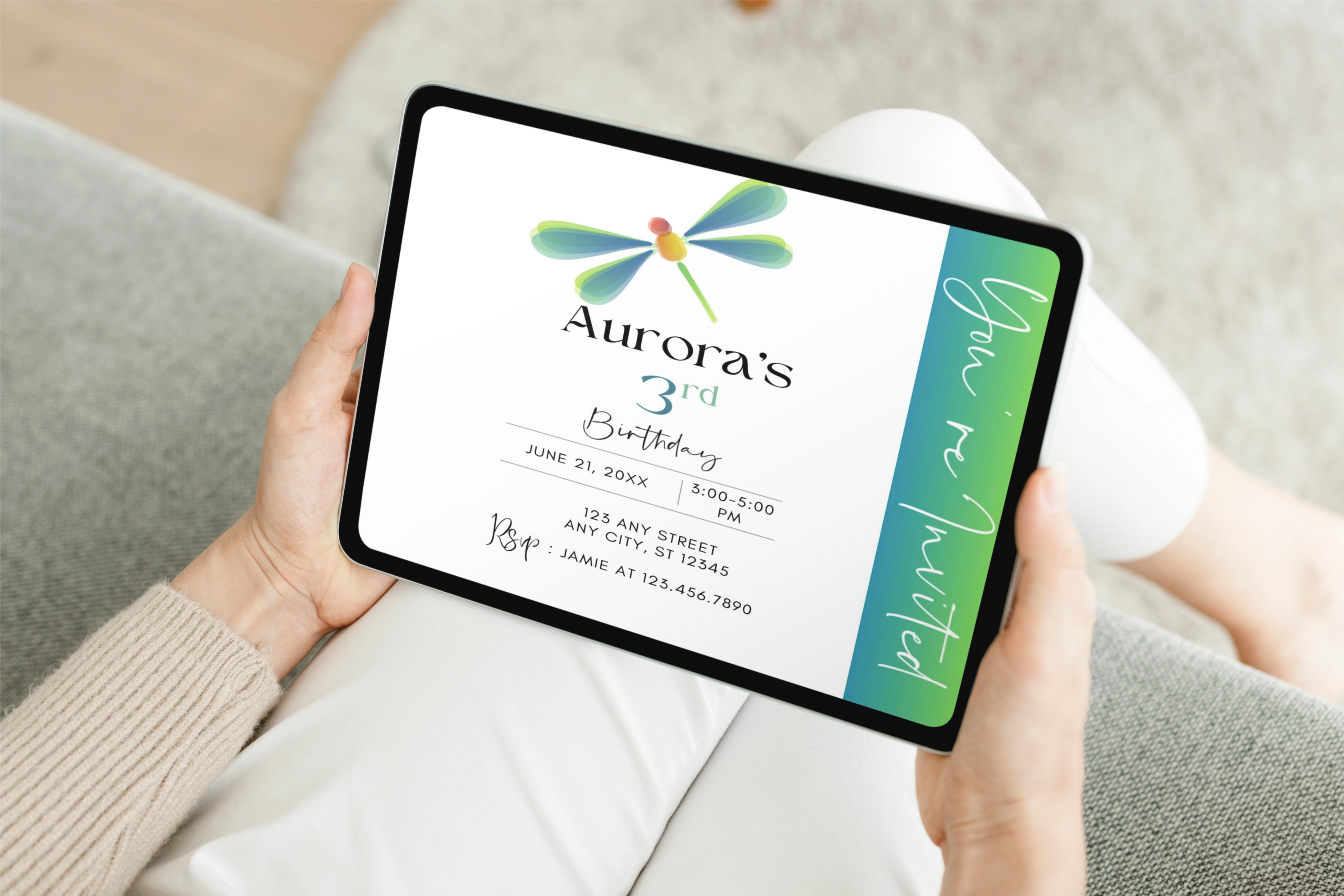 Whimsical Insects - Dragonfly Birthday Invite 03