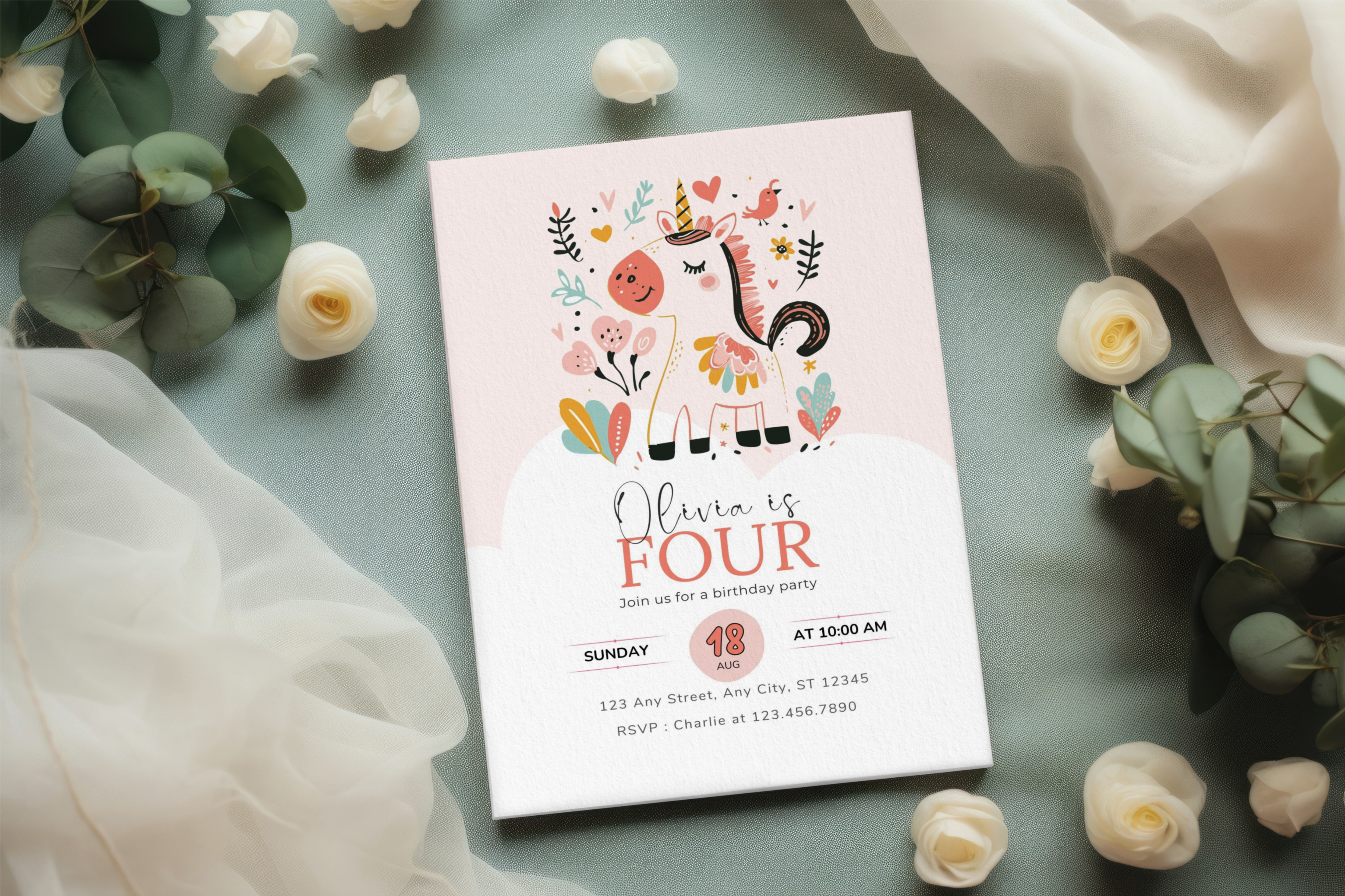 Girl Unicorn Birthday Invite 03