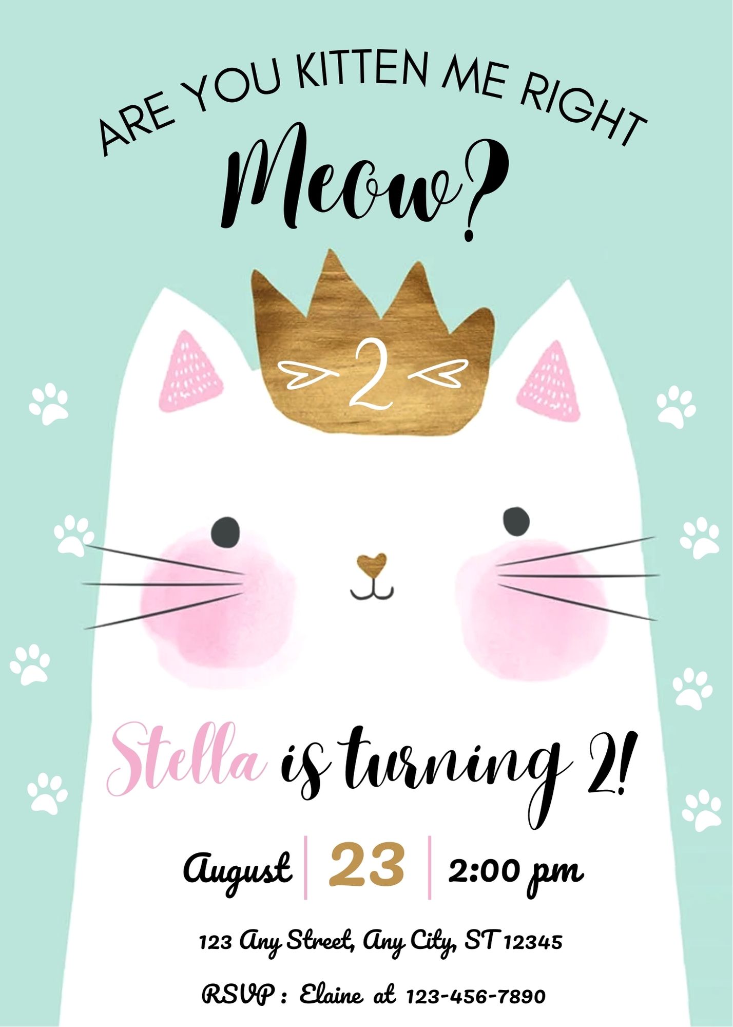 Kitten Me Right Meow - Cat Themed Invite
